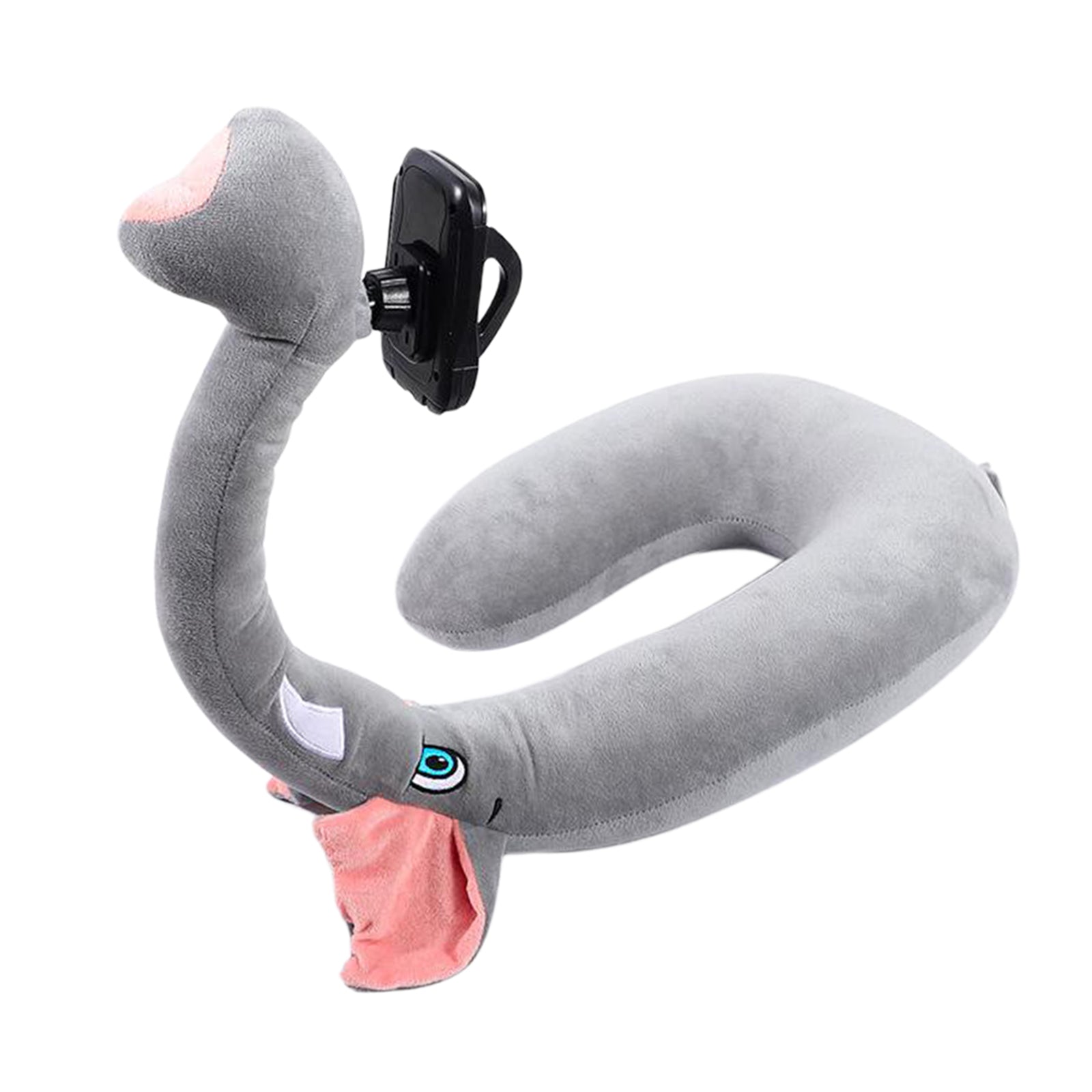 Flexible U Shaped Neck Pillow Mobile Phone Holder Bracket Support Elephant