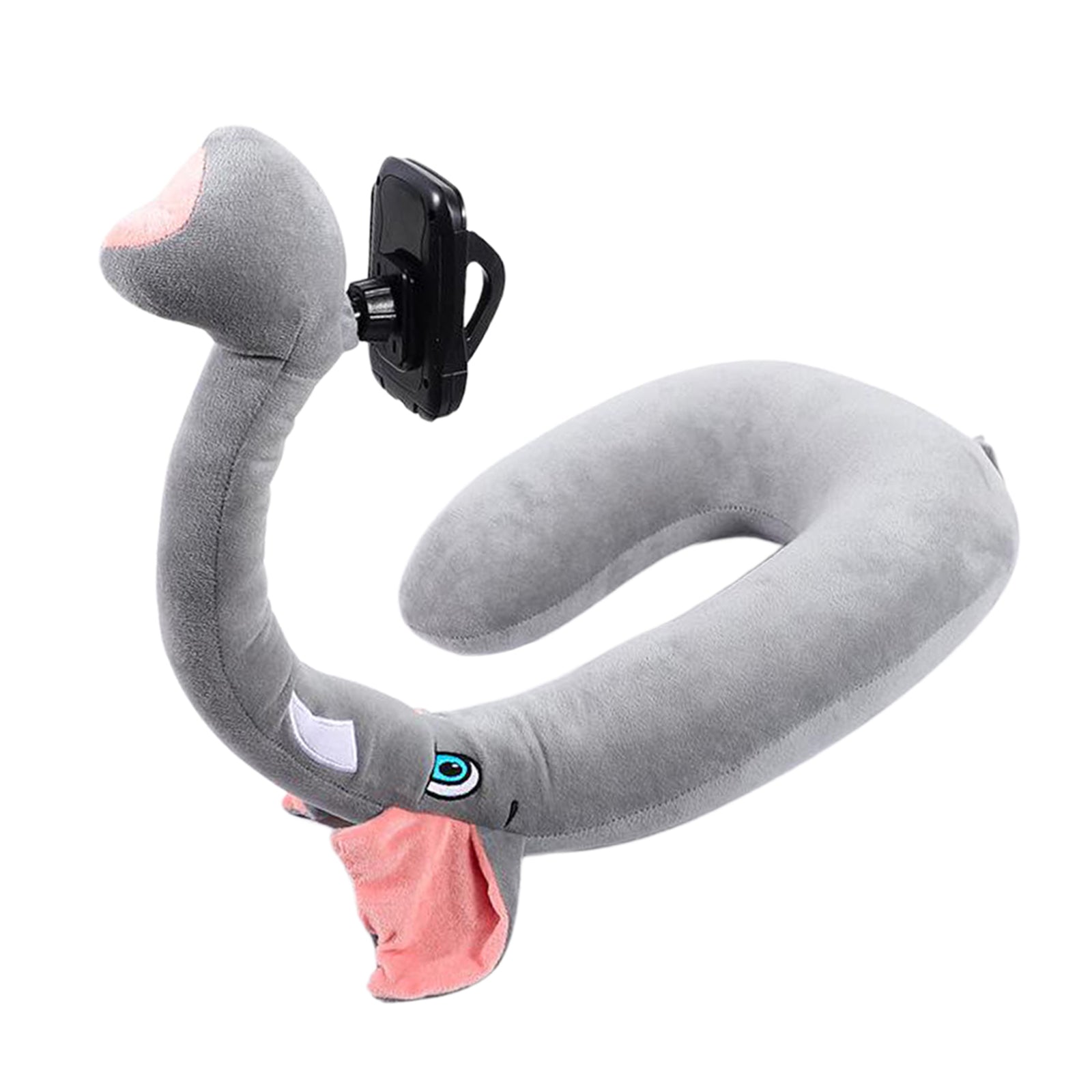 Flexible U Shaped Neck Pillow Mobile Phone Holder Bracket Support Elephant