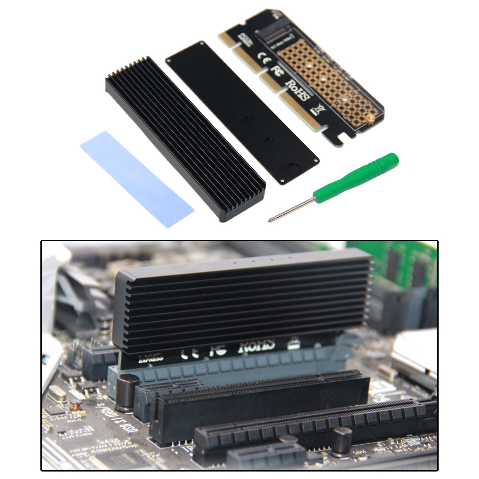 M.2 NVMe SSD to PCI-E Express 3.0 X4 X8 X16 Adapter Expansion Card 2280 mm