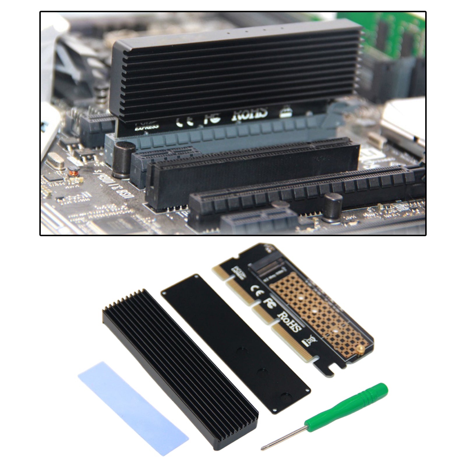 M.2 NVMe SSD to PCI-E Express 3.0 X4 X8 X16 Adapter Expansion Card 2280 mm