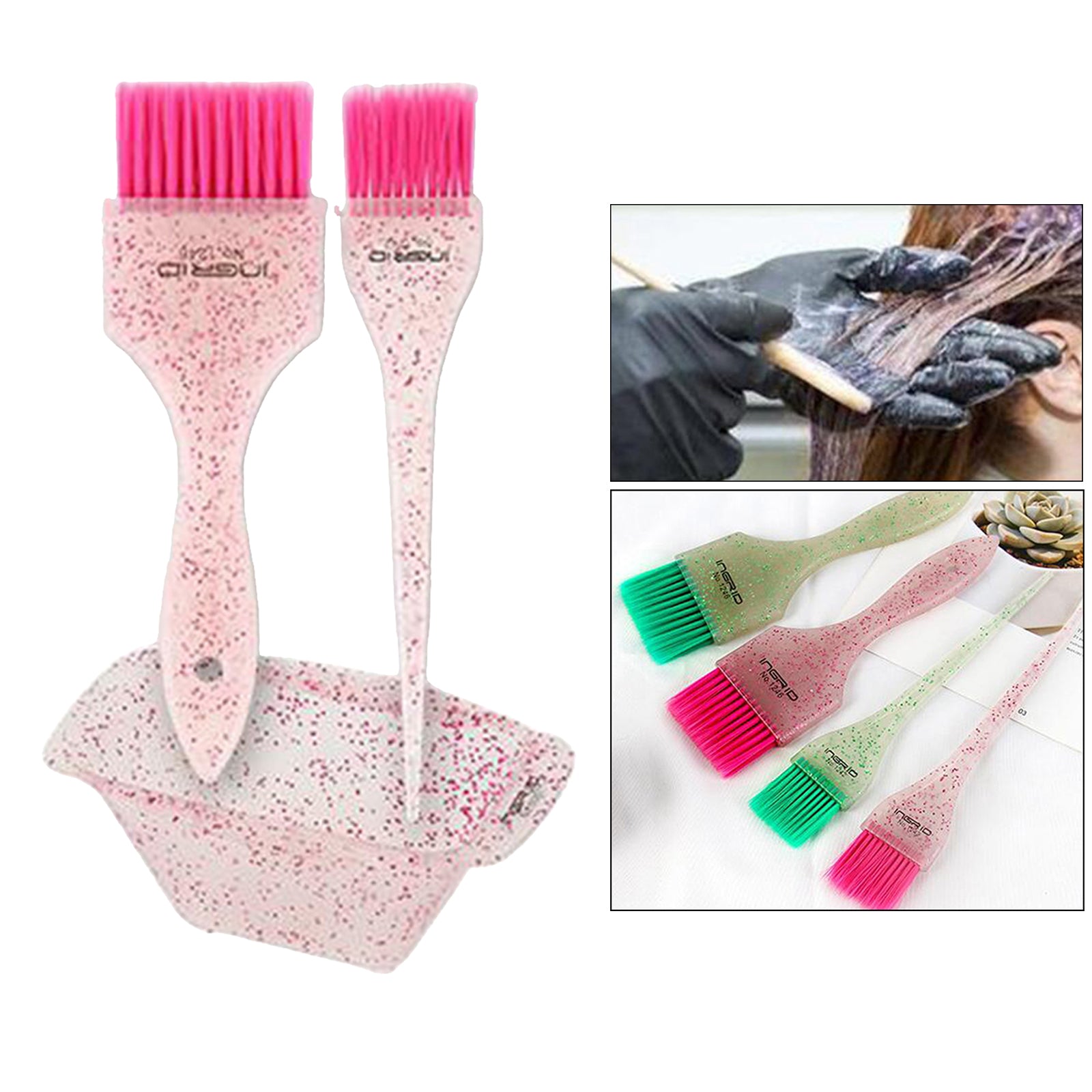 Hair Dye Brush Bowl Color Mixing Bowl Hair Dyeing Kit for Beauty Salon Pink