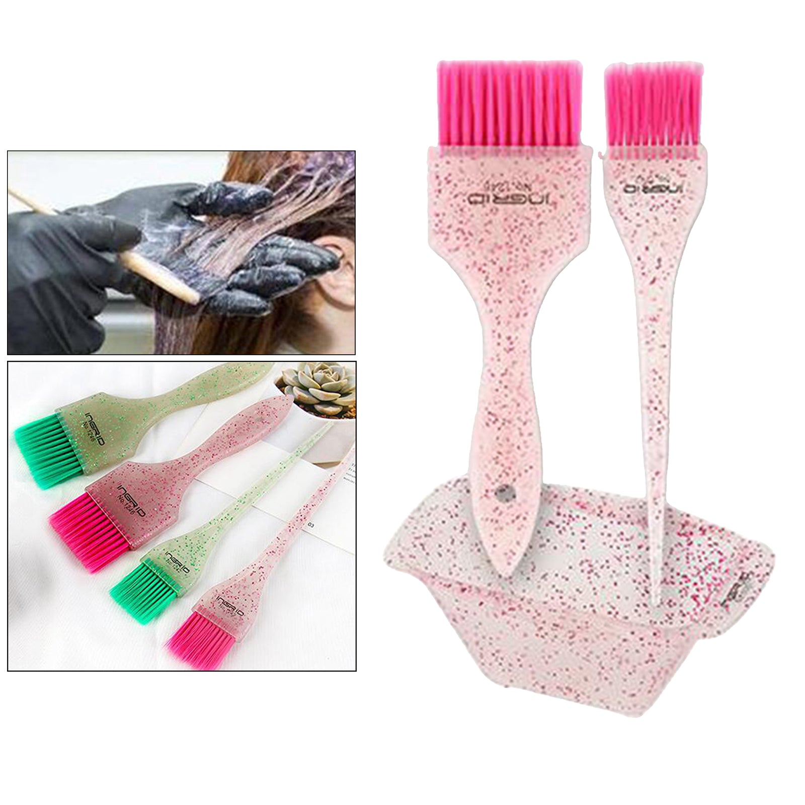 Hair Dye Brush Bowl Color Mixing Bowl Hair Dyeing Kit for Beauty Salon Pink