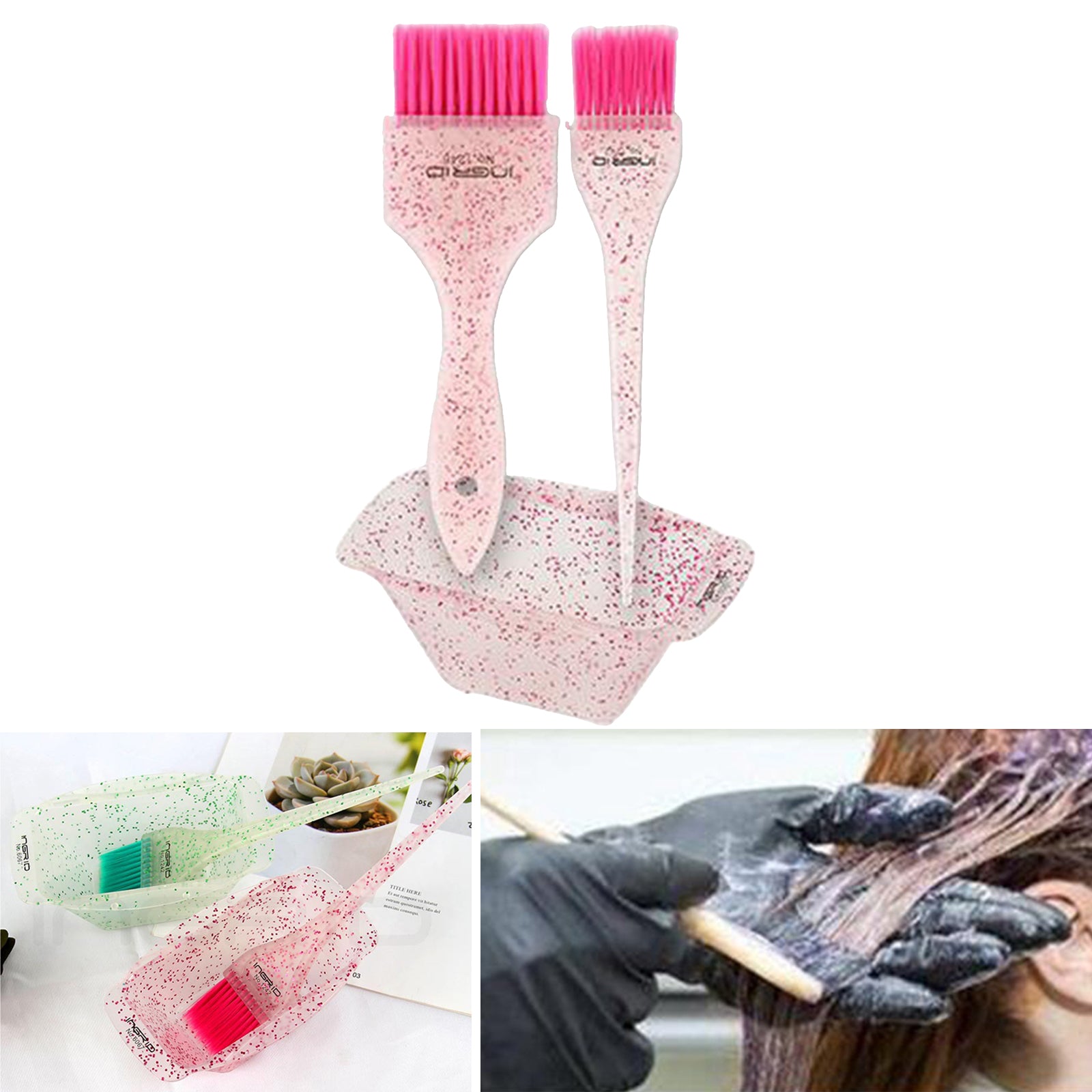 Hair Dye Brush Bowl Color Mixing Bowl Hair Dyeing Kit for Beauty Salon Pink