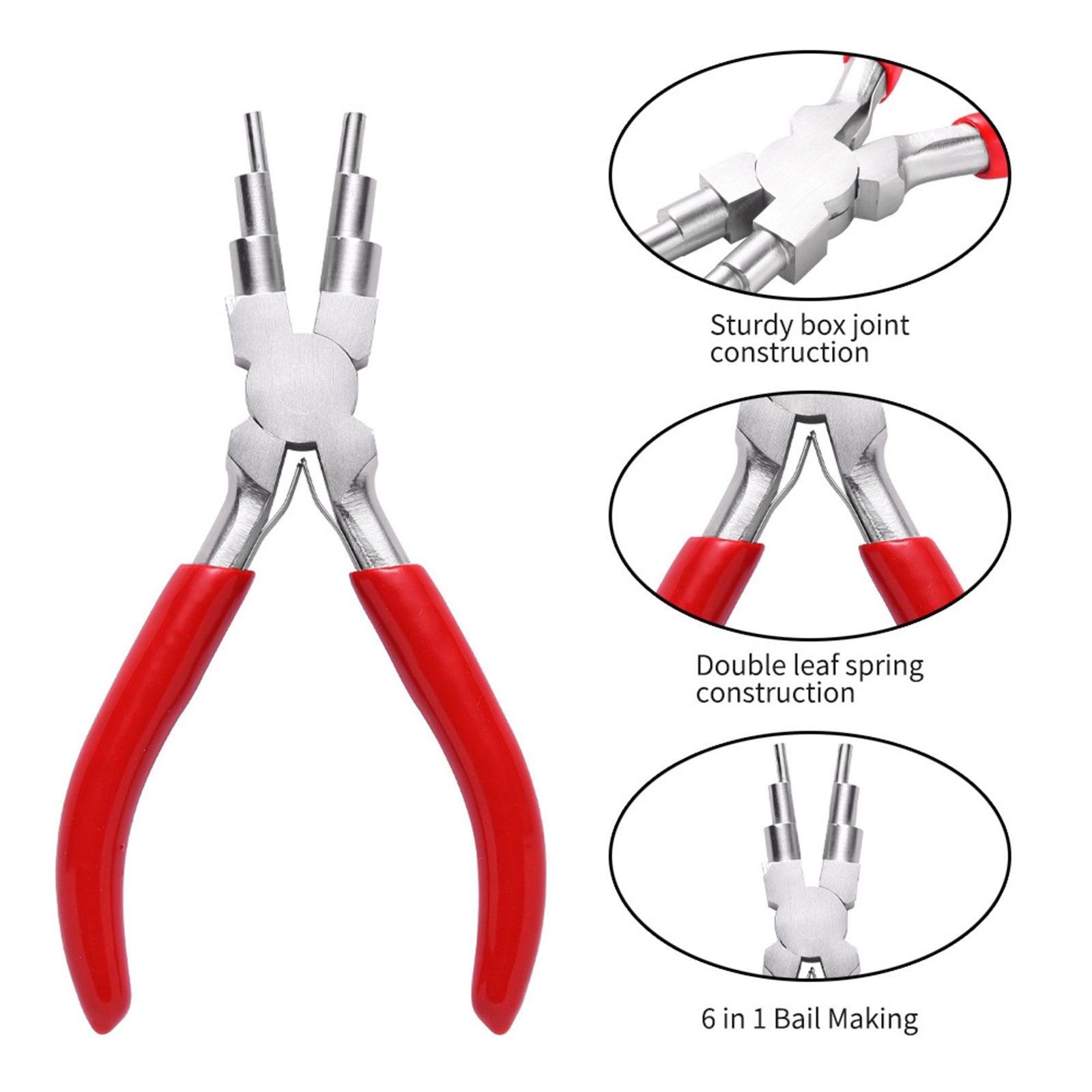 6 in 1 Bail Wire Looping Forming Pliers for DIY Loop and Jump Rings Red