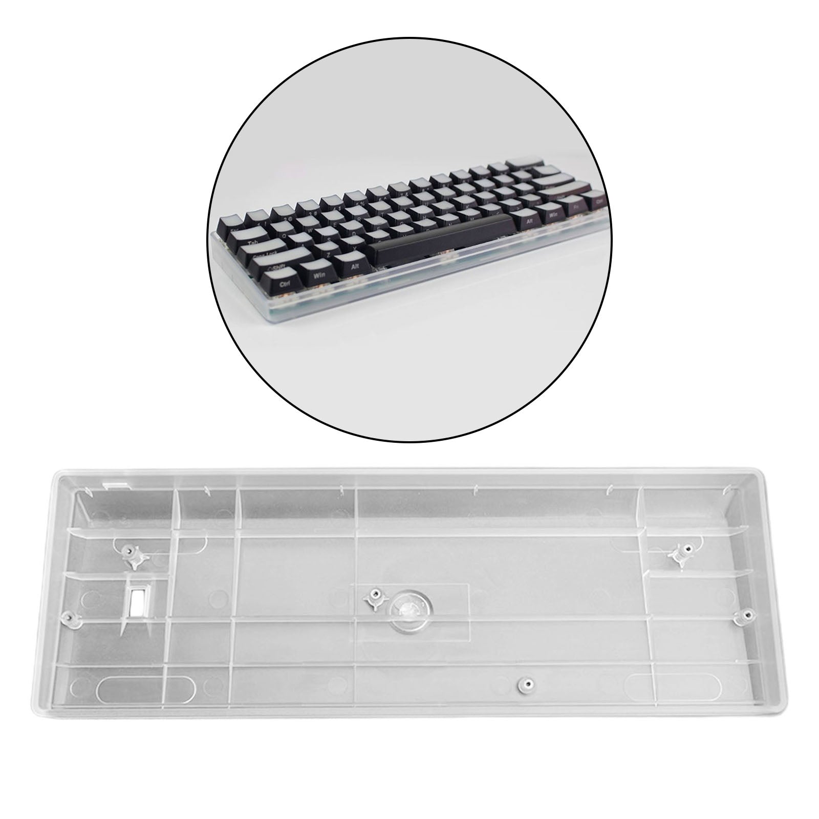 60% Compact  Plastic Keyboard Case Compatible with GH60 POKER2 POK3R clear