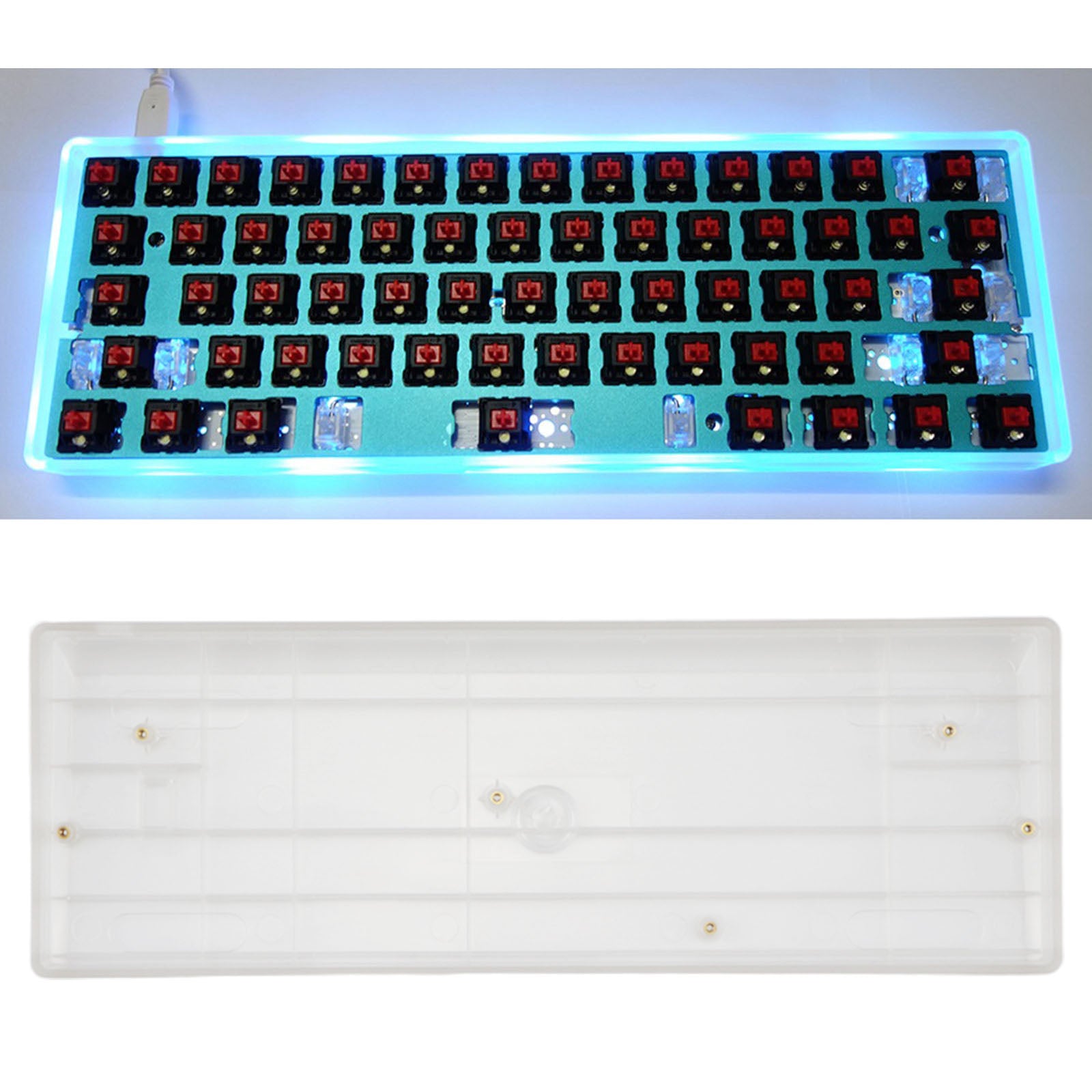 60% Compact  Plastic Keyboard Case Compatible with GH60 POKER2 POK3R clear