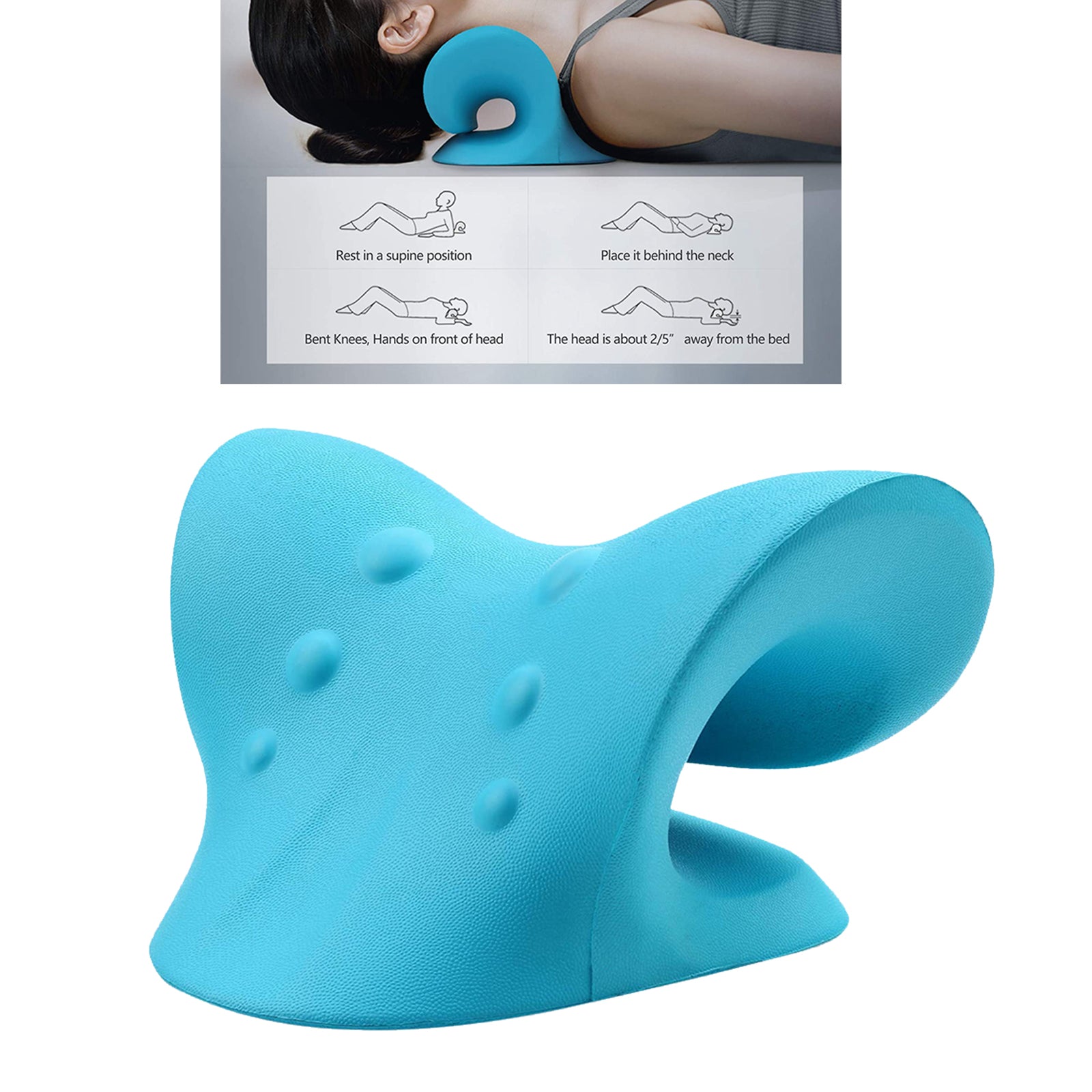 Neck and Shoulder Relaxer Pillow for Cervical Spine Alignment Device  Blue