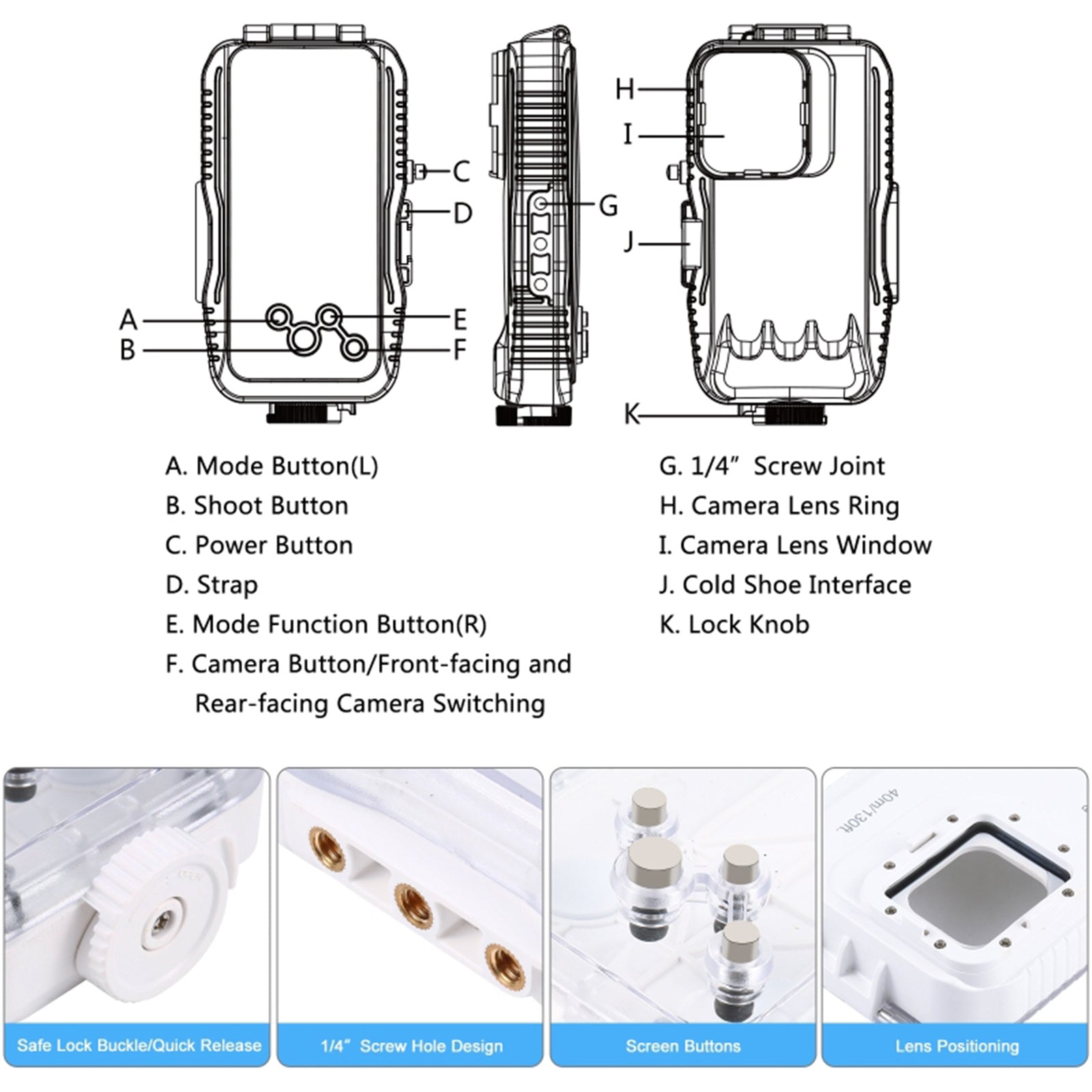 40m Diving Surfing Waterproof  Case Cover for iPhone  PC glass  12 pro max