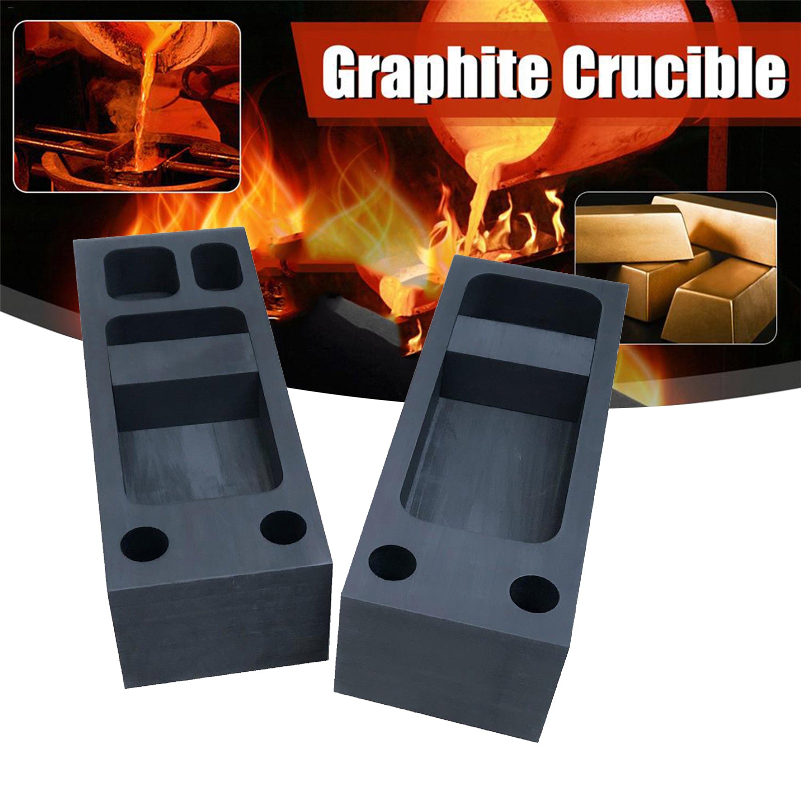 Set of 2 Graphite Crucible Ingot Mould Mold Set Metal Melting Casting Tool