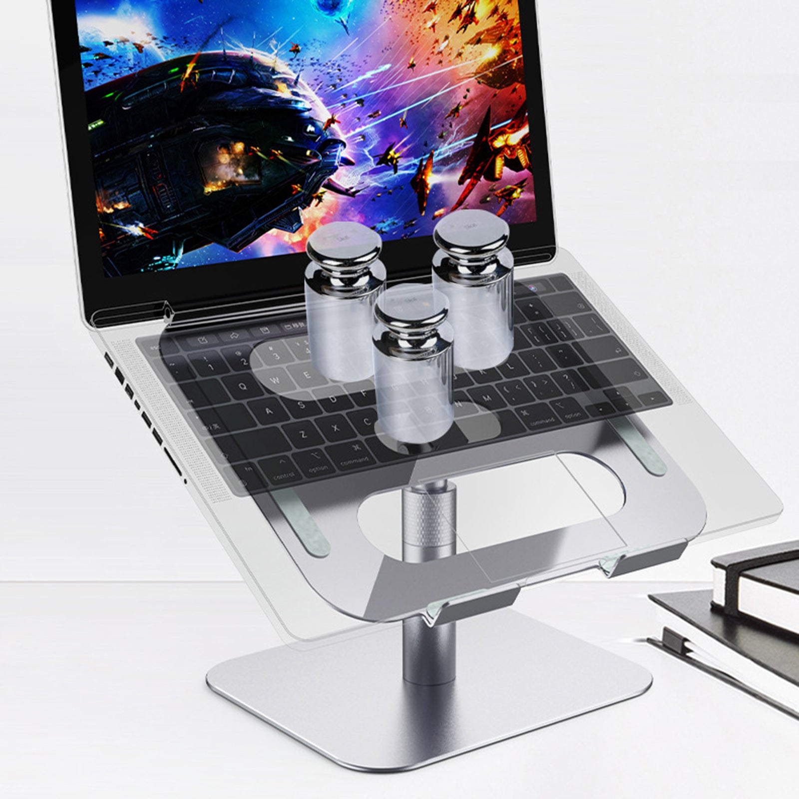 Slide-Proof Desktop Laptop Stand Riser Adjustable Tablet Holder Rack Black