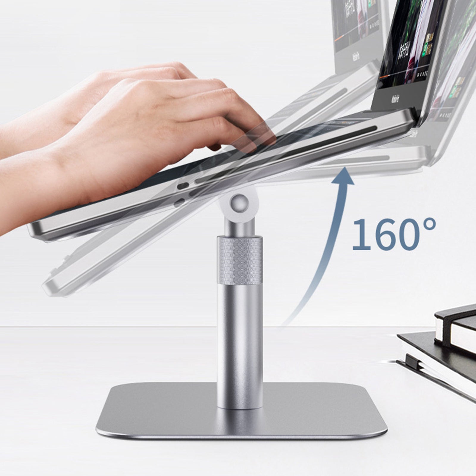 Slide-Proof Desktop Laptop Stand Riser Adjustable Tablet Holder Rack Black