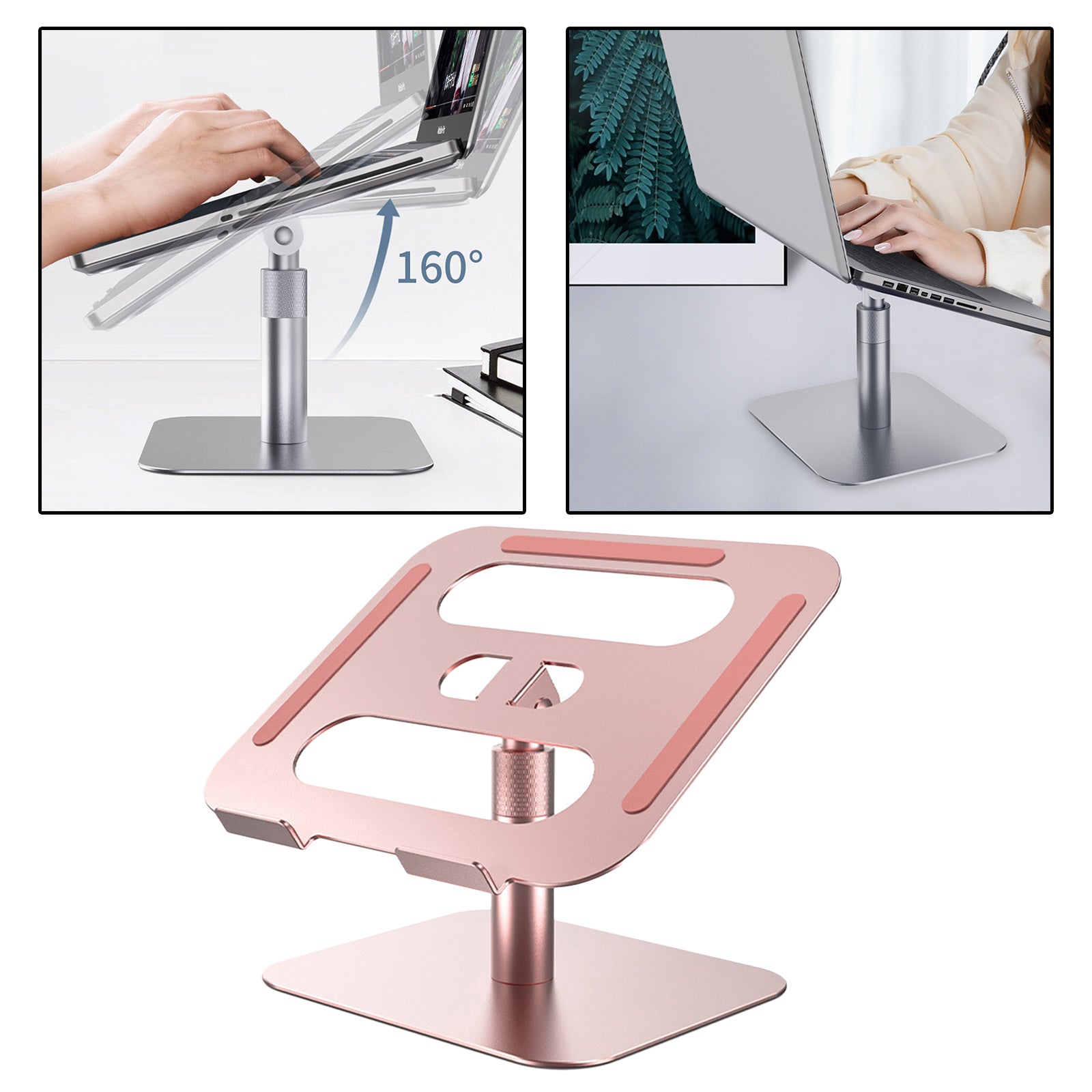 Slide-Proof Desktop Laptop Stand Riser Adjustable Tablet Holder Rack Pink