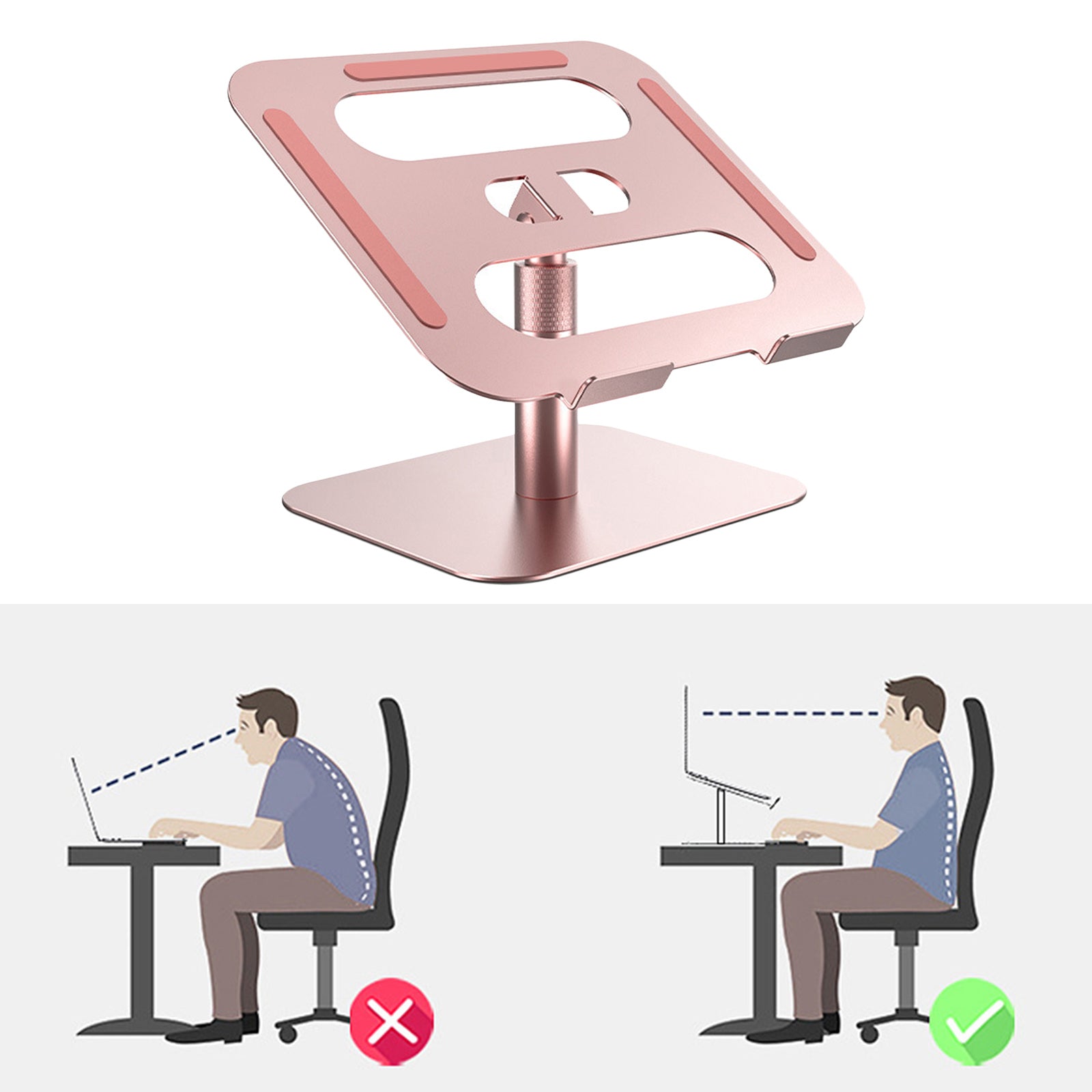 Slide-Proof Desktop Laptop Stand Riser Adjustable Tablet Holder Rack Pink