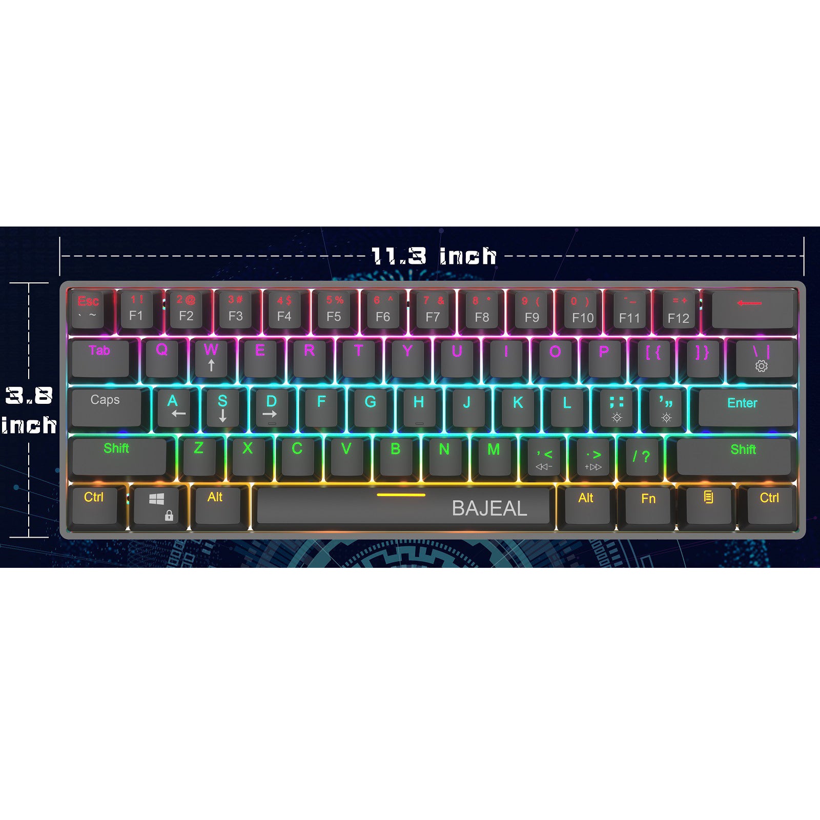 Mechanical Gaming Keyboard 61 Keys Multi Color Backlit for PC Mac