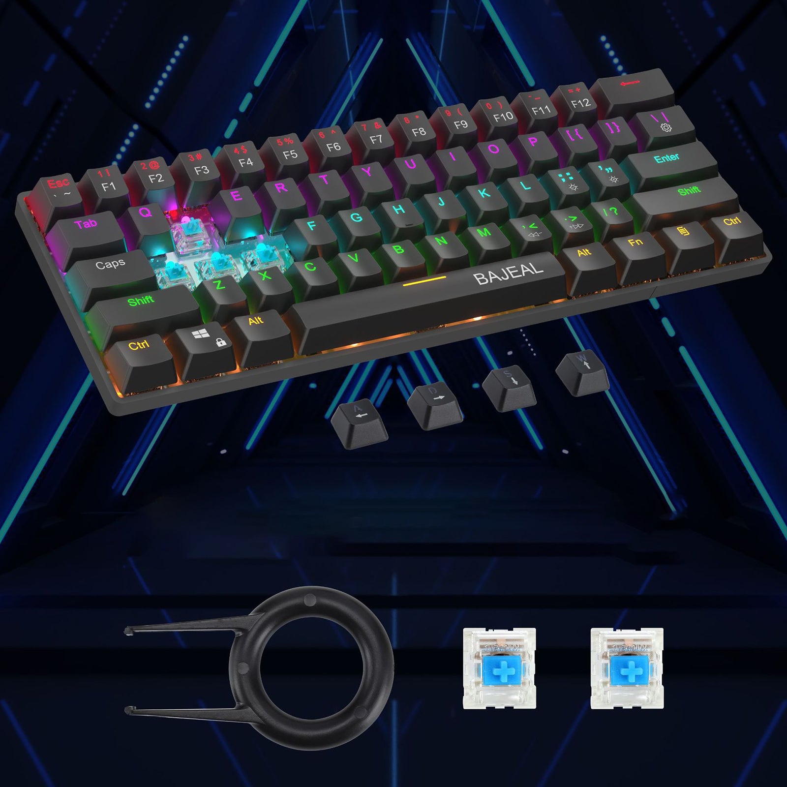 Mechanical Gaming Keyboard 61 Keys Multi Color Backlit for PC Mac