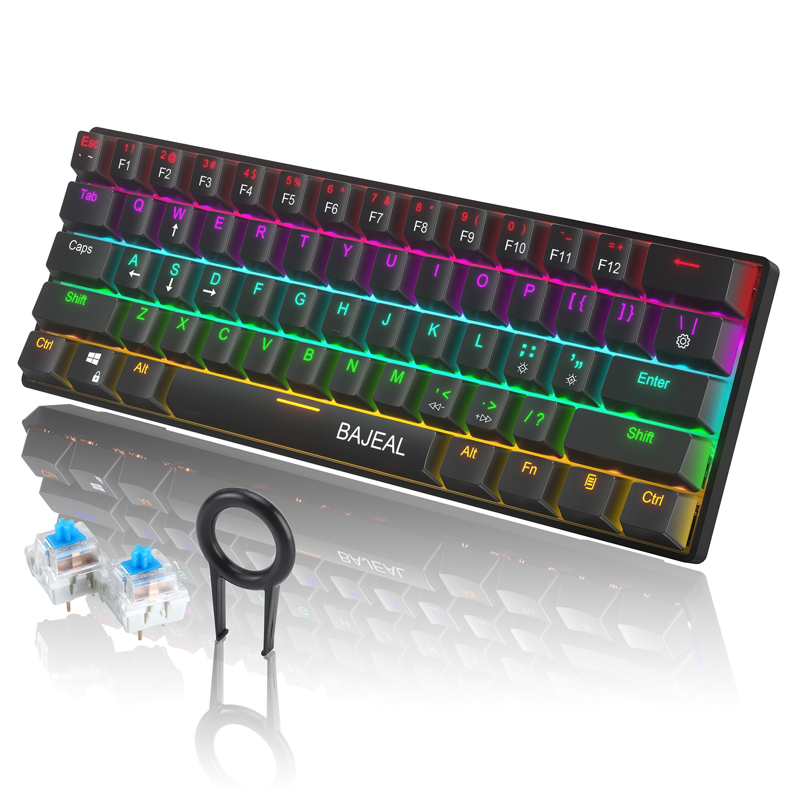 Mechanical Gaming Keyboard 61 Keys Multi Color Backlit for PC Mac