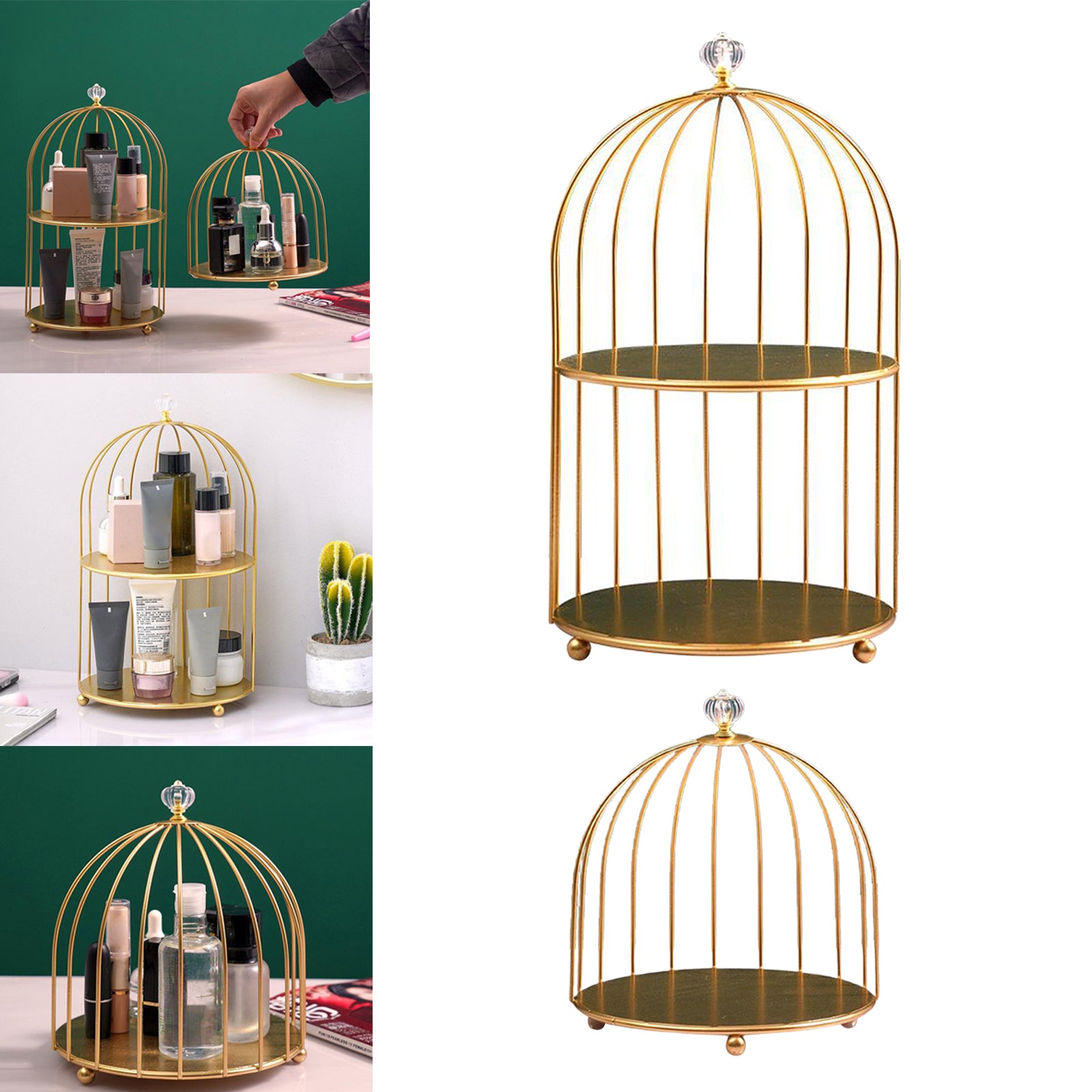 Bird Cage Desktop Perfume Organizer Holder Countertop Makeup Rack 1-Tier