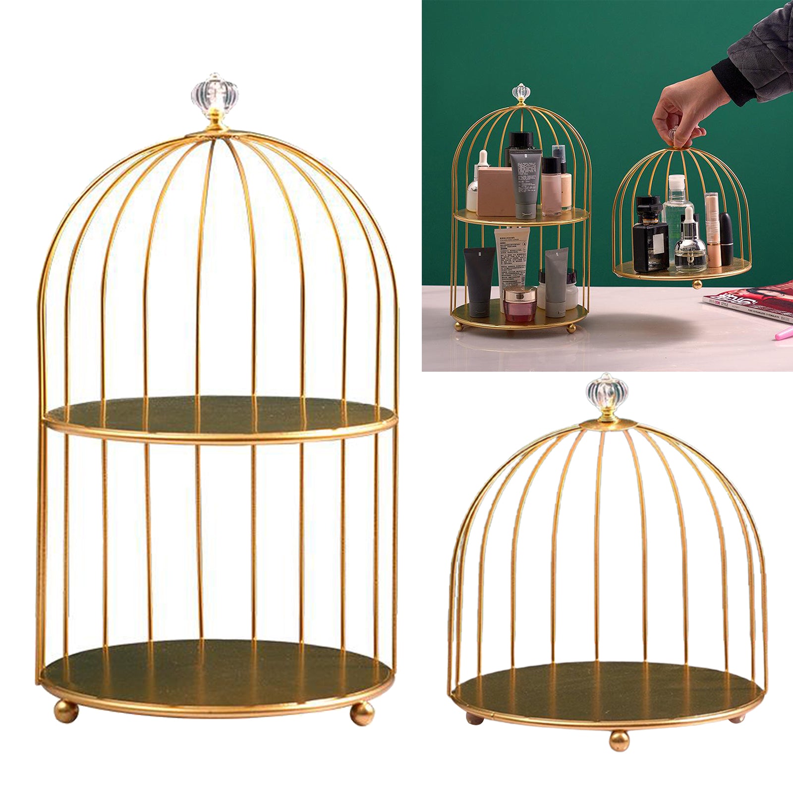 Bird Cage Desktop Perfume Organizer Holder Countertop Makeup Rack 1-Tier