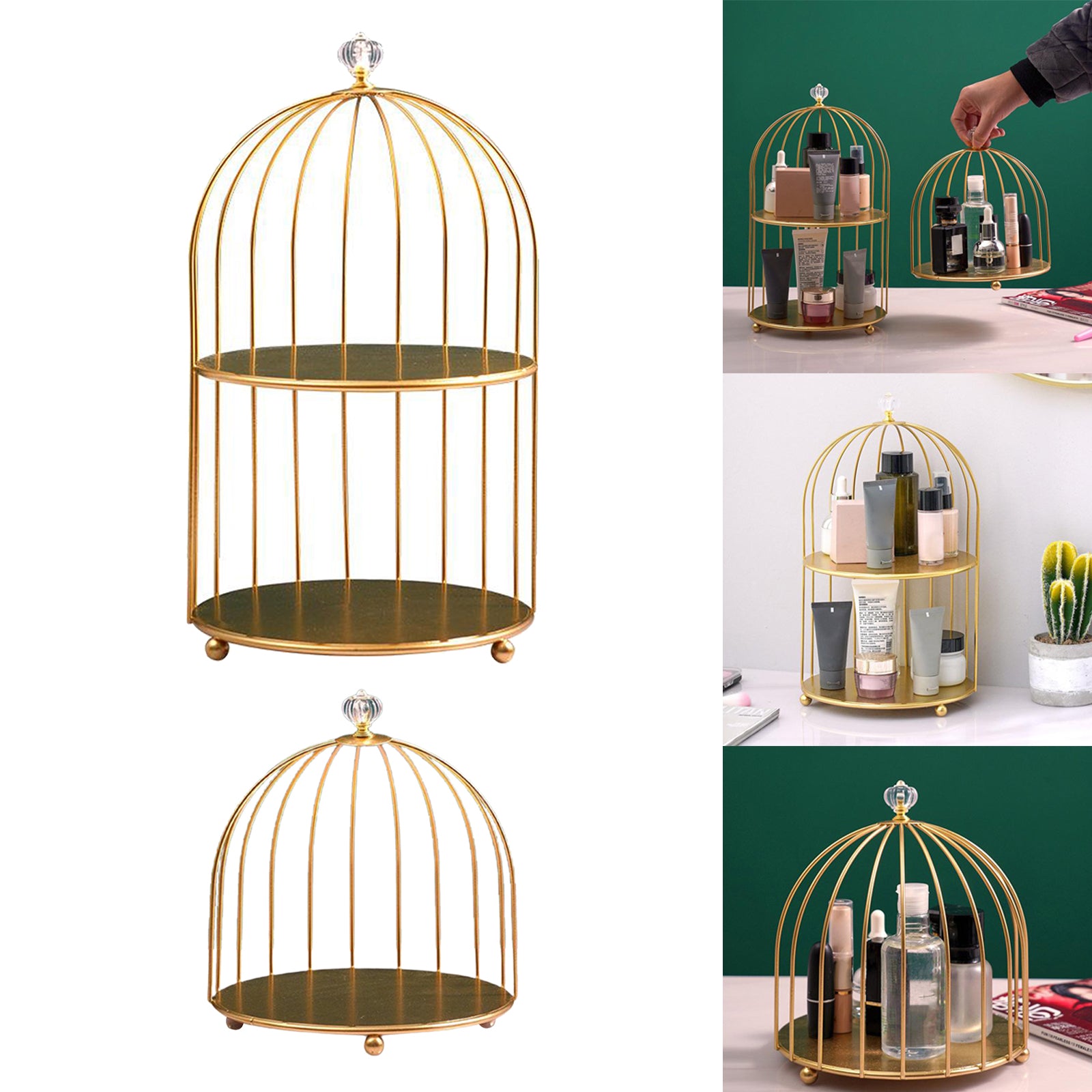 Bird Cage Desktop Perfume Organizer Holder Countertop Makeup Rack 1-Tier