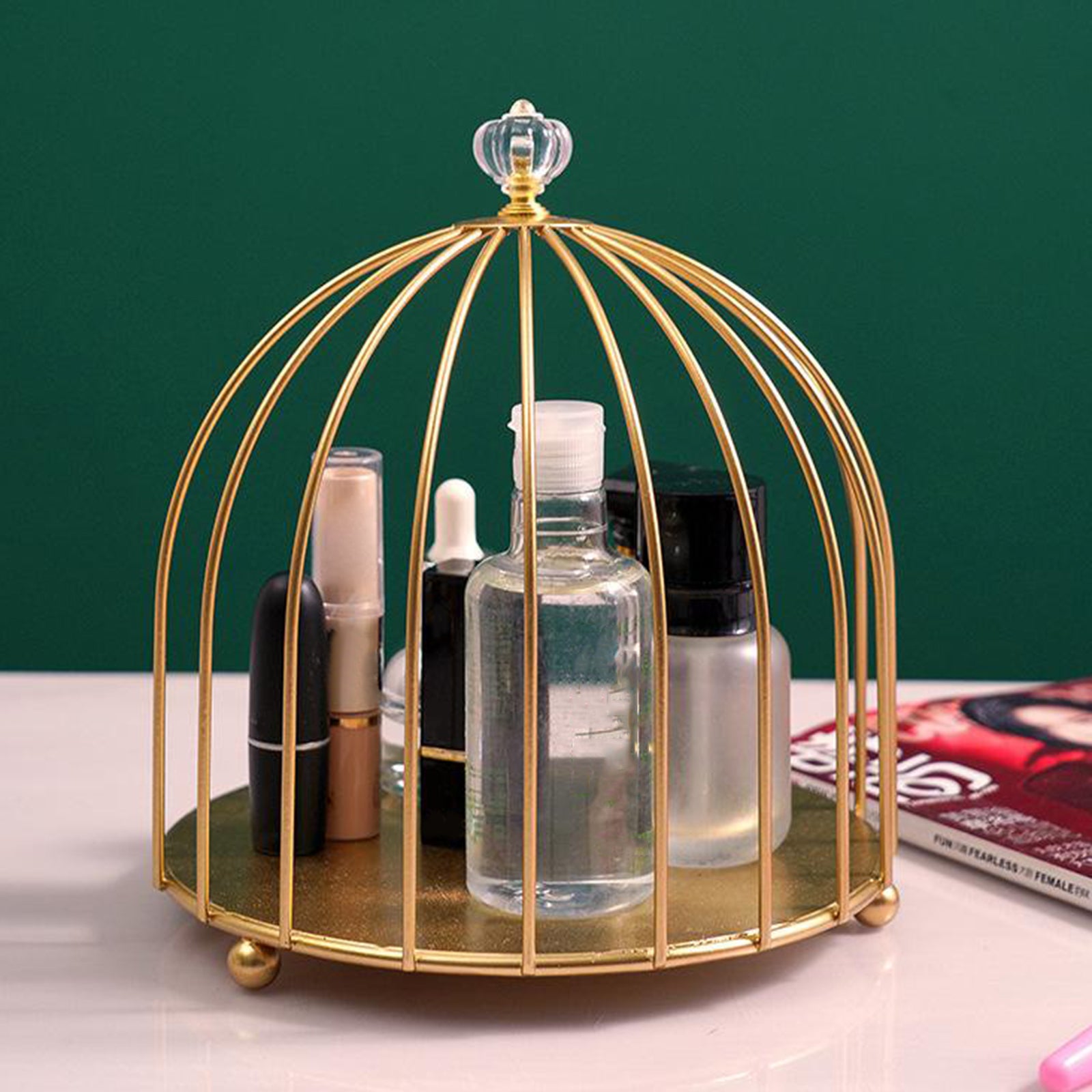 Bird Cage Desktop Perfume Organizer Holder Countertop Makeup Rack 1-Tier