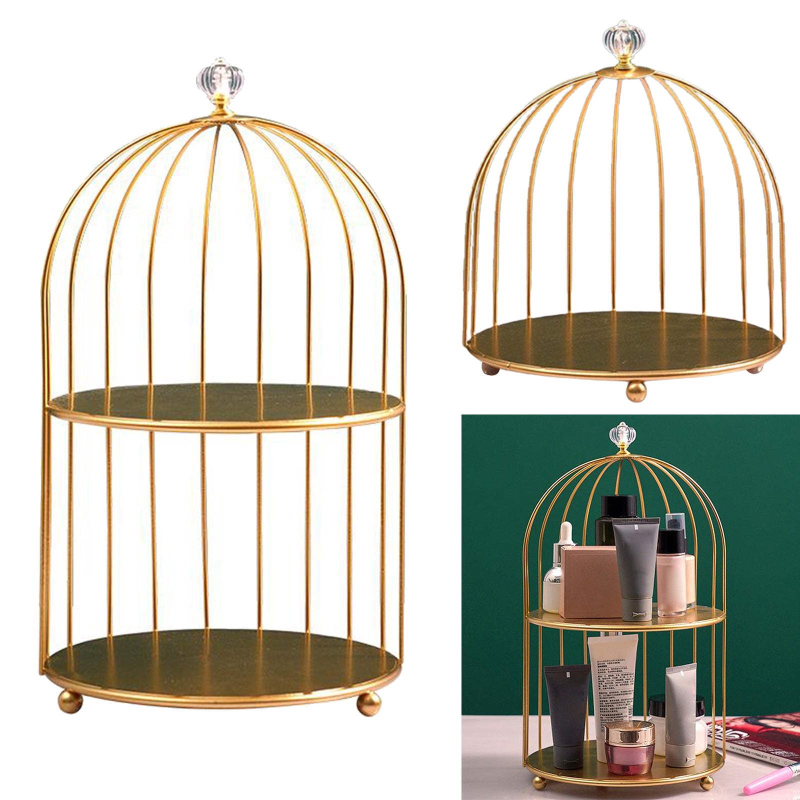 Bird Cage Desktop Perfume Organizer Holder Countertop Makeup Rack 1-Tier