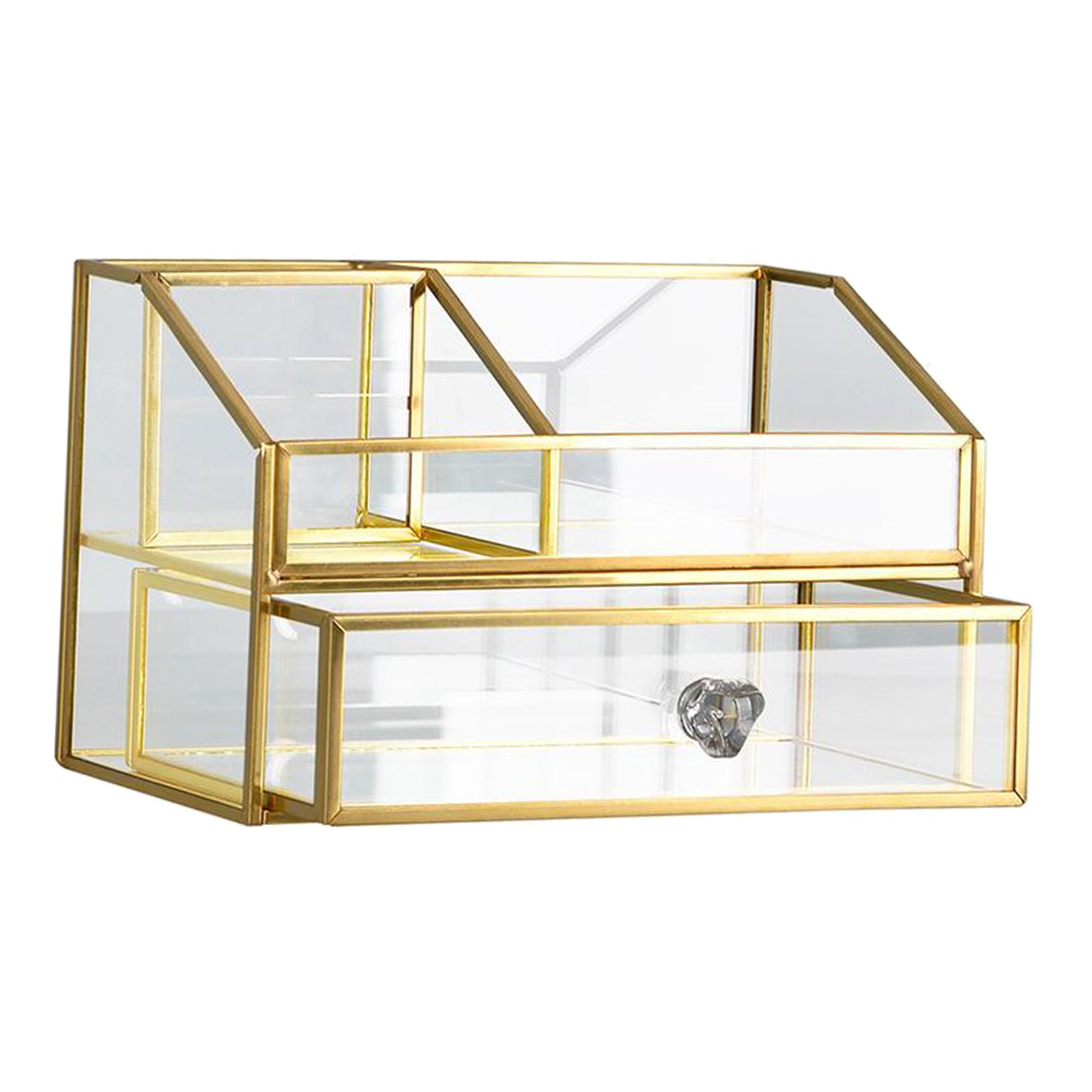 Antique Glass Cosmetics Storage Display 4 Compartments for Dressing Table