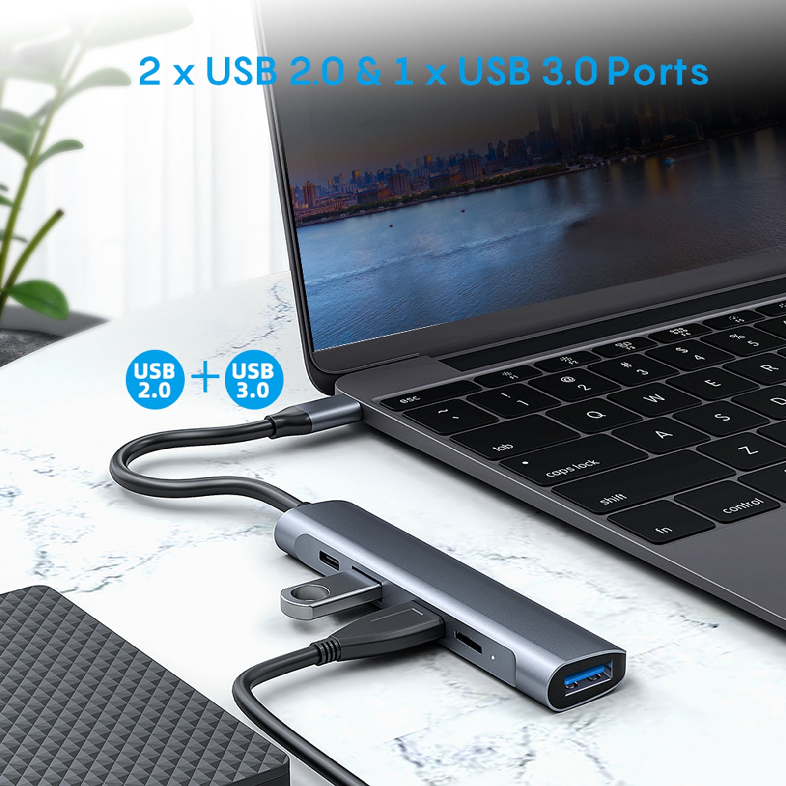 USB C Hub with USB 3.0 2.0 Ports 60W PD Power Delivery for MacBook Pro Air