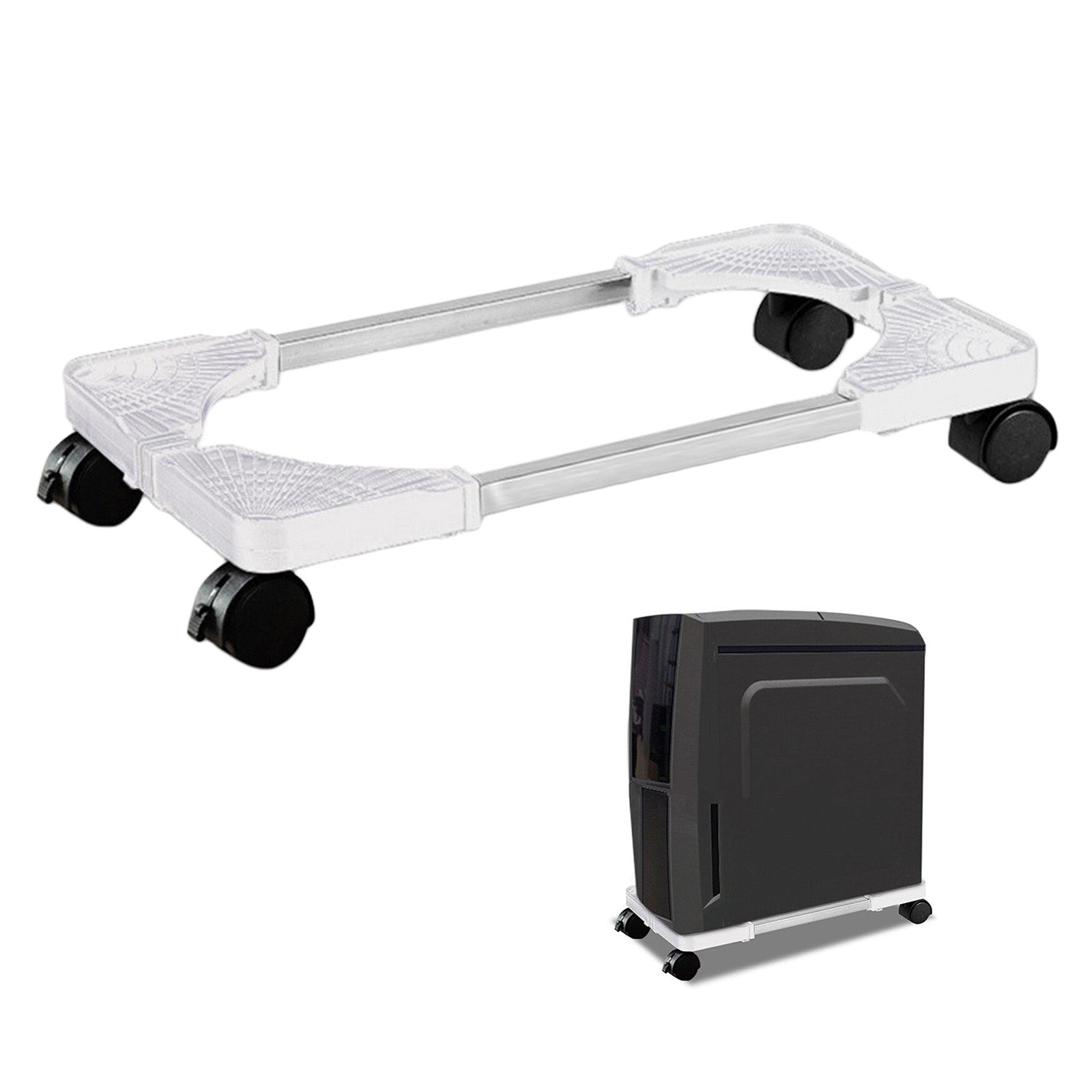 New PC Desktop Case Stand Holder Computer Tower Rolling Caster Wheels White