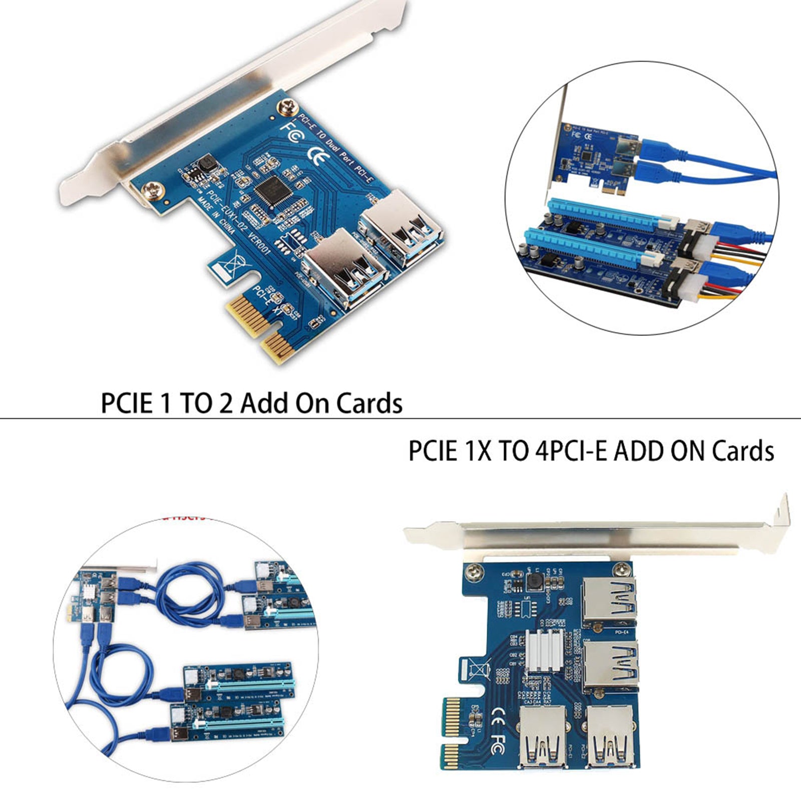 PCI-E PCIe 1 to 4 PCI Express PCI E 16X Slots Riser Card Multiplier Card