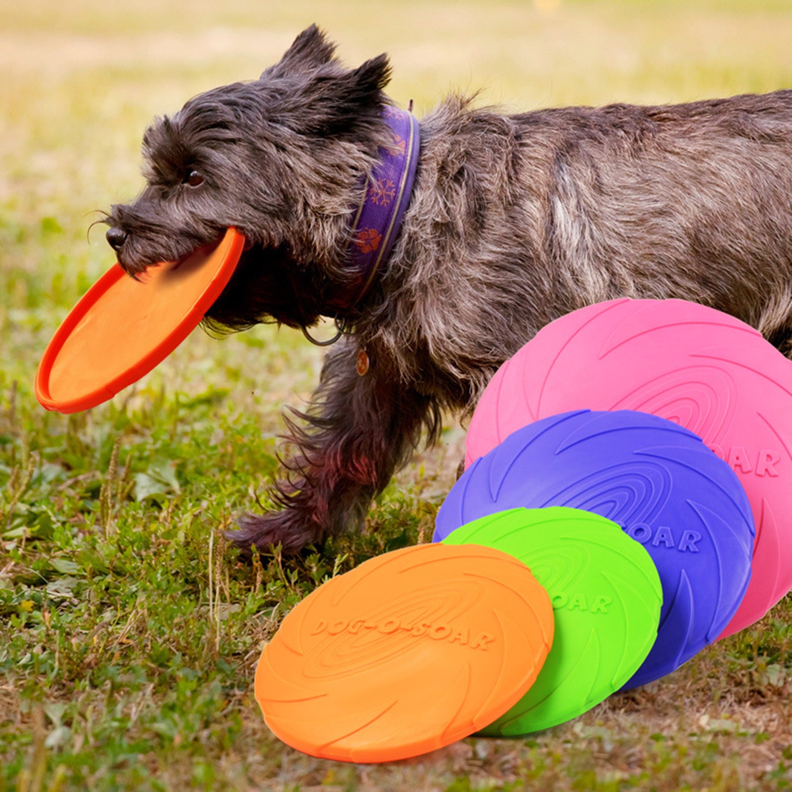 Soft Rubber Summer Beach Flying Plate Interactive Dog Toys Orange 22cm