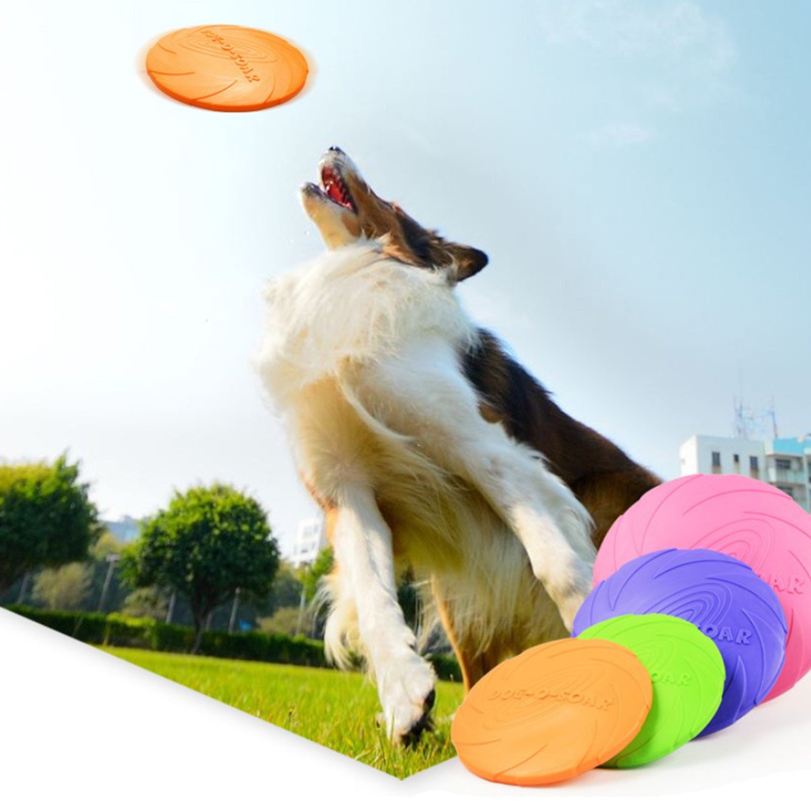 Soft Rubber Summer Beach Flying Plate Interactive Dog Toys Orange 22cm