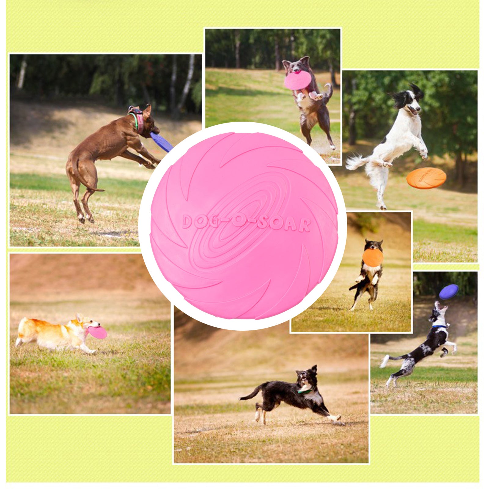 Soft Rubber Summer Beach Flying Plate Interactive Dog Toys Pink 22cm