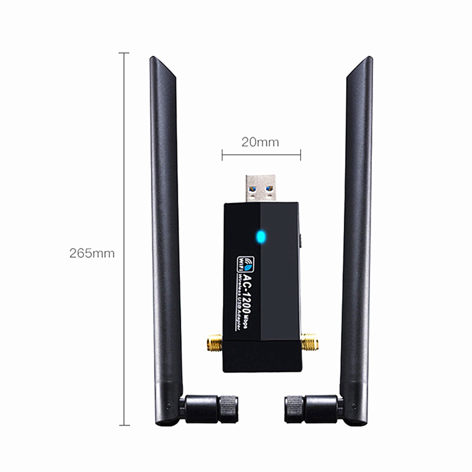 USB 3.0 1200Mbps Long Range AC1200 2.4G/5G Wireless WiFi Adapter w/Antenna