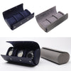 ,3 Slots PU Leather Case Organizer for Storage and Display Leather Travel Gray