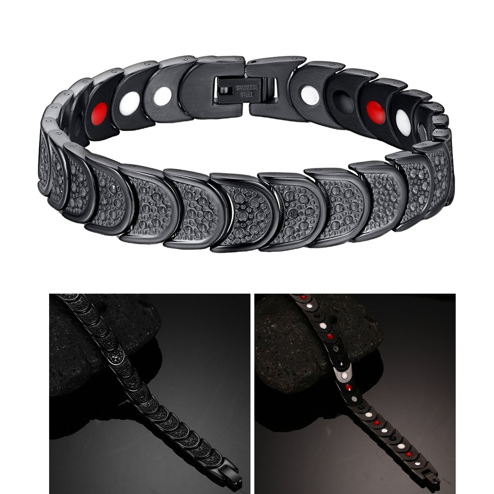 Magnetic Jewelry Therapy Bracelet Bangles for Gifts Father's Day Healthcare pure black