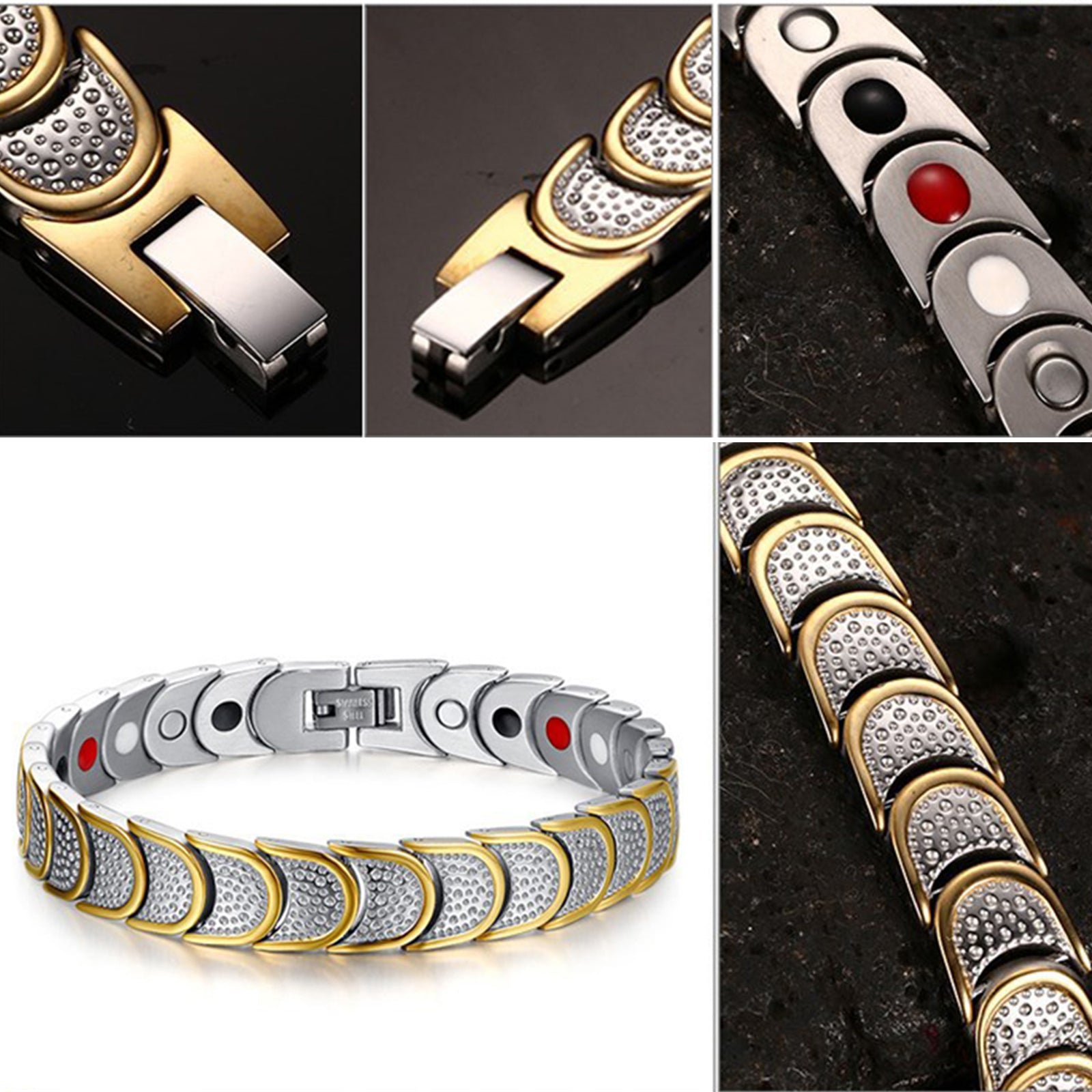 Magnetic Jewelry Therapy Bracelet Bangles for Gifts Father's Day Healthcare medium gold