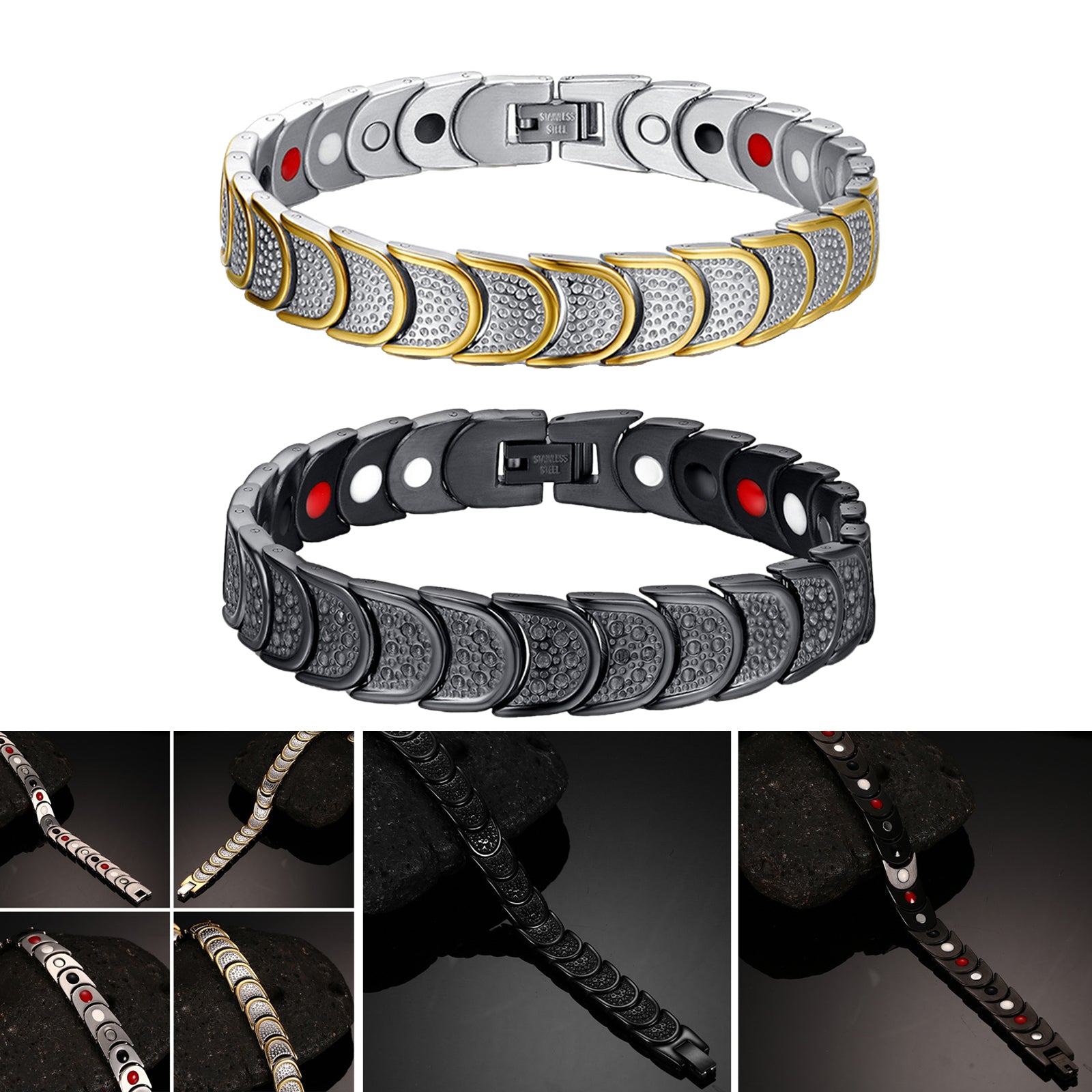 Magnetic Jewelry Therapy Bracelet Bangles for Gifts Father's Day Healthcare medium gold