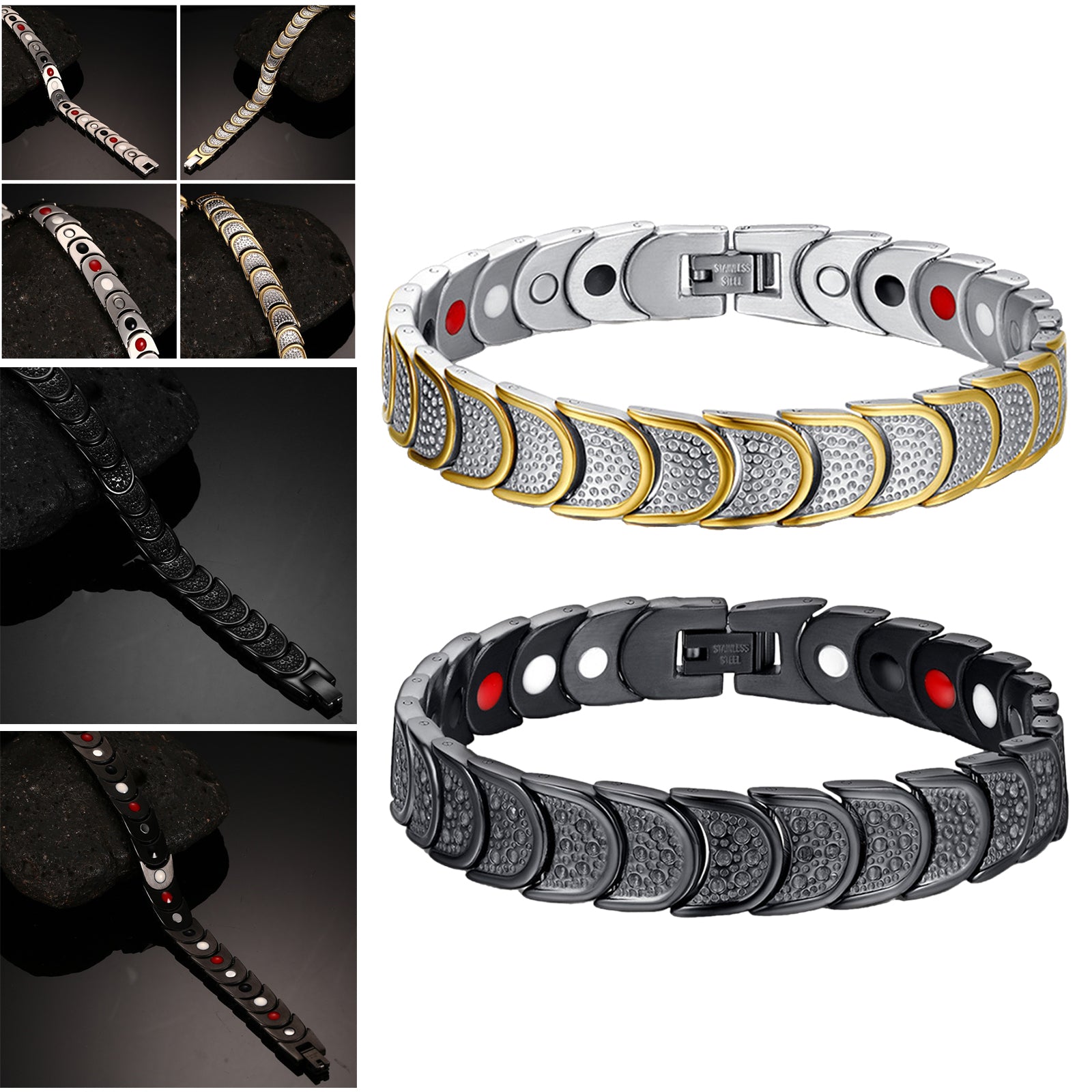 Magnetic Jewelry Therapy Bracelet Bangles for Gifts Father's Day Healthcare medium gold