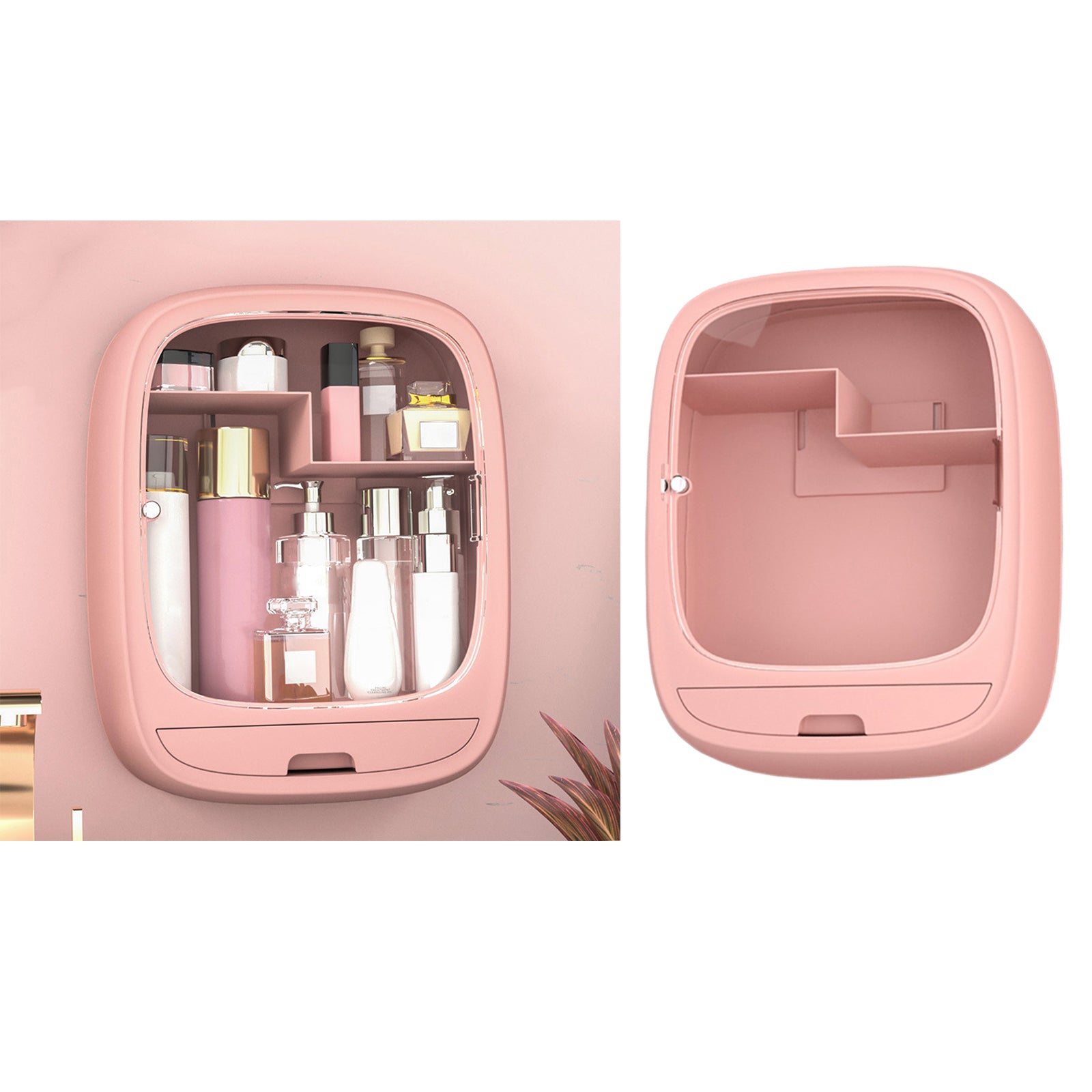 Wall Hanging Makeup Organizer Storage Cosmetic Box Rack for Bathroom Pink