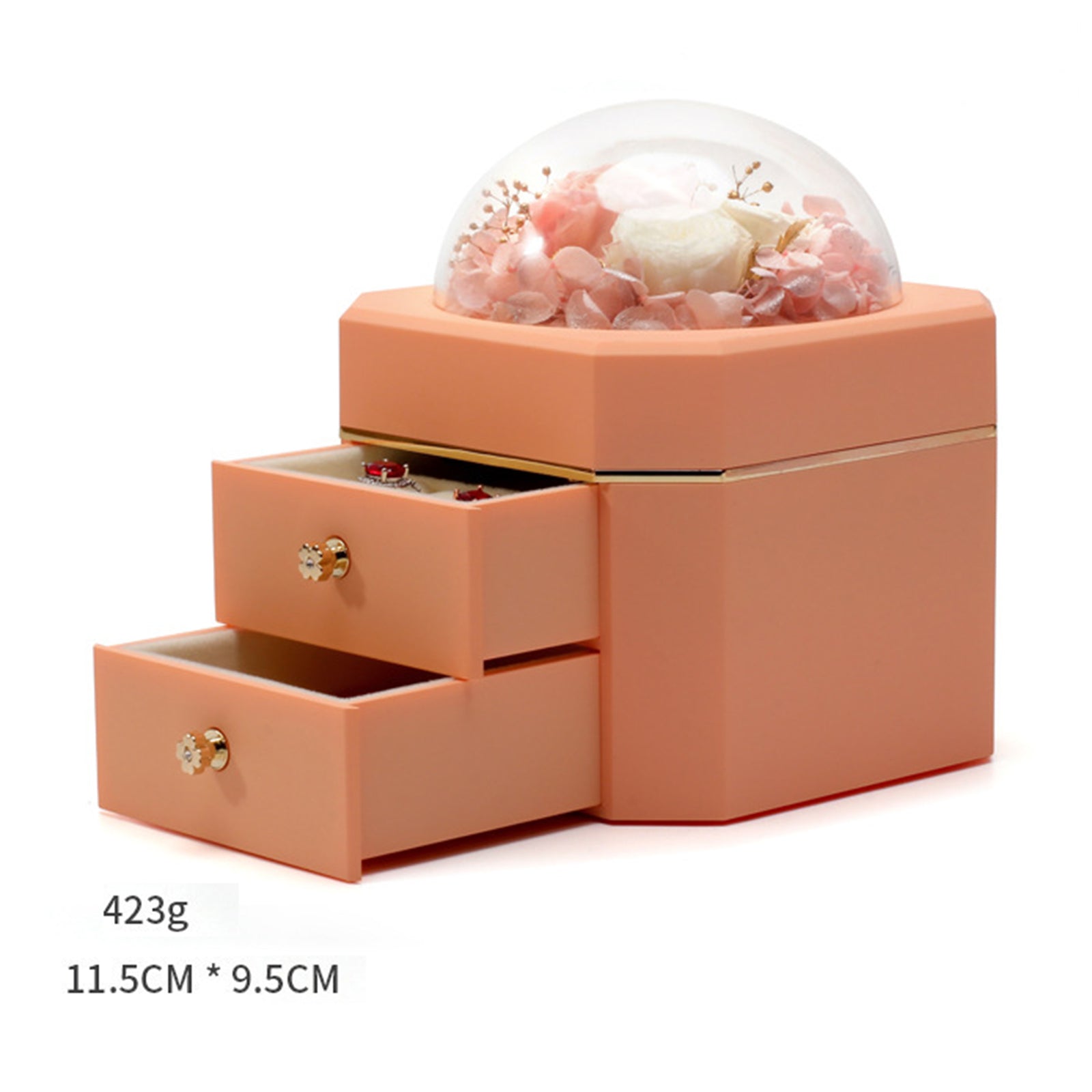 Jewelry Box Necklace Travel Drawer Storage Organizer Double Layer Orange