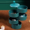 5-Tier 360 Rotating Jewelry Box Case Tower with Lid Earring Holder Green