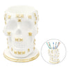 Rotatable Skull Pen Holder Office Desktop Decor Stationery Organizer White