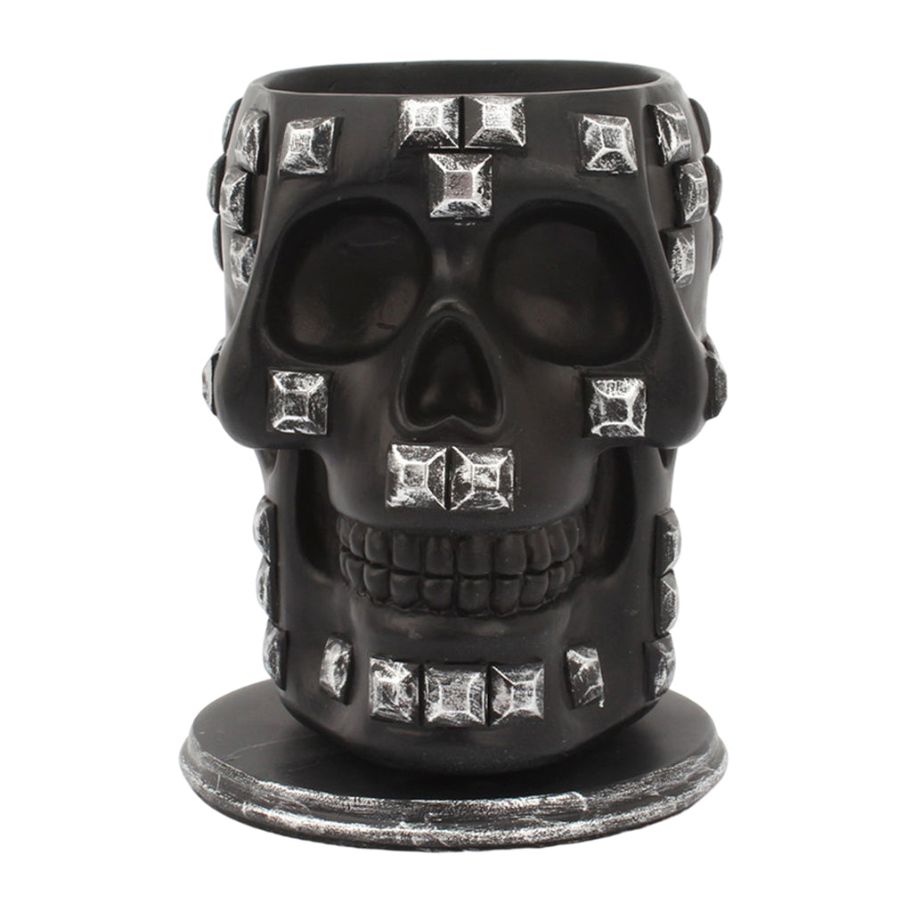 Rotatable Skull Pen Holder Office Desktop Decor Stationery Organizer Black