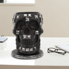 Rotatable Skull Pen Holder Office Desktop Decor Stationery Organizer Black