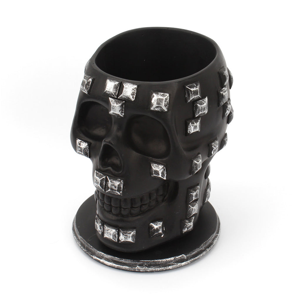 Rotatable Skull Pen Holder Office Desktop Decor Stationery Organizer Black