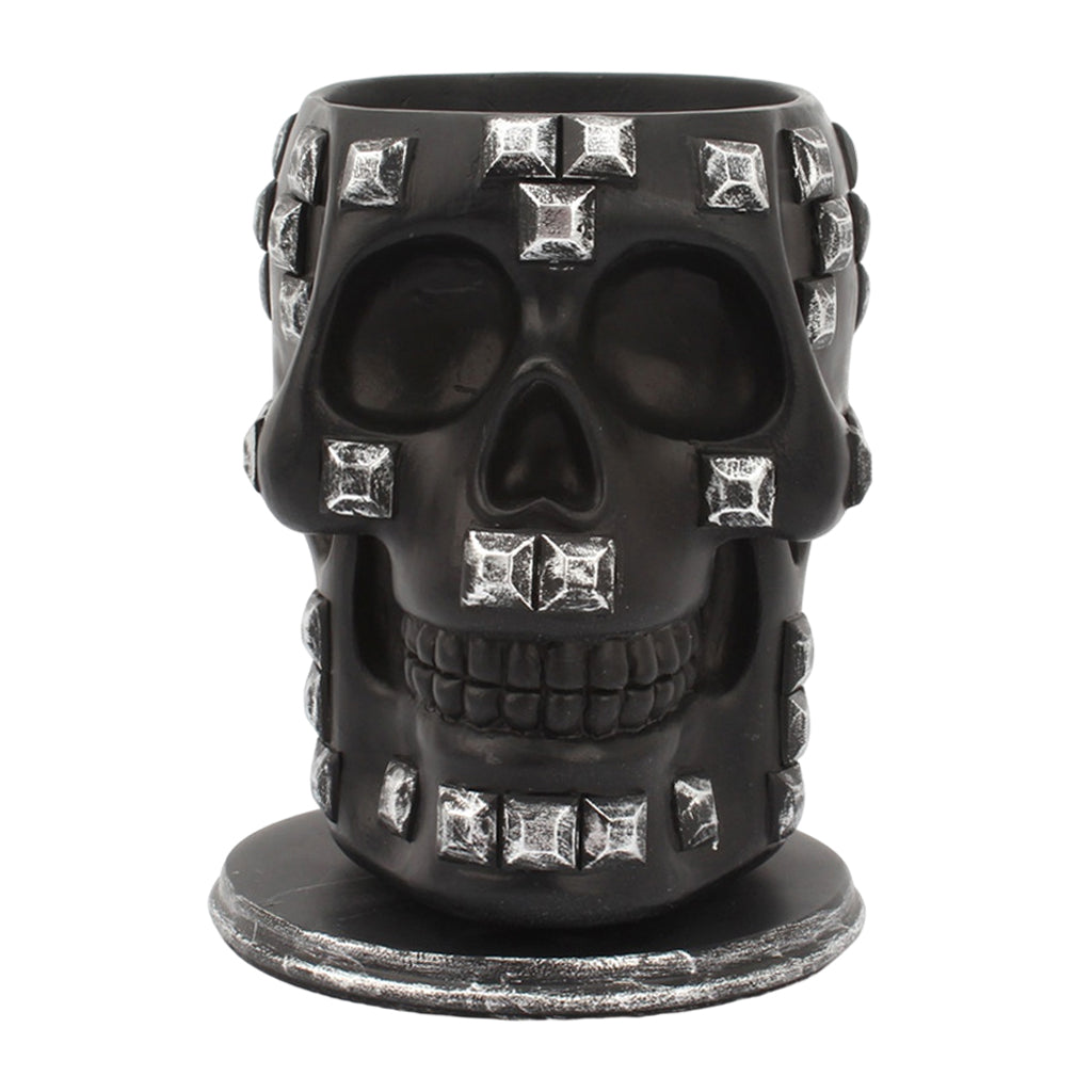 Rotatable Skull Pen Holder Office Desktop Decor Stationery Organizer Black