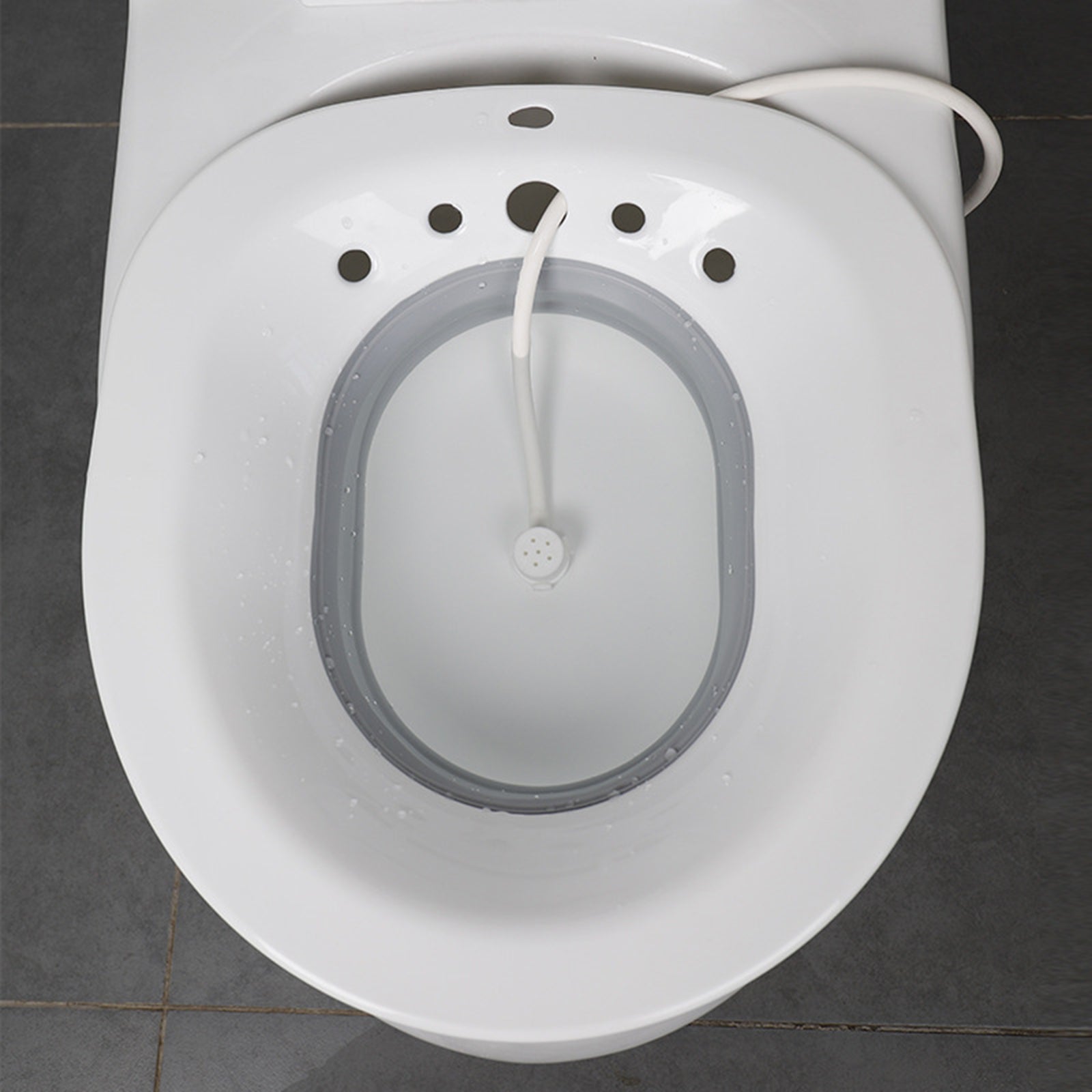 Sitz Bath Toilet Bidet Tub with Flusher for Postpartum Care White Gray