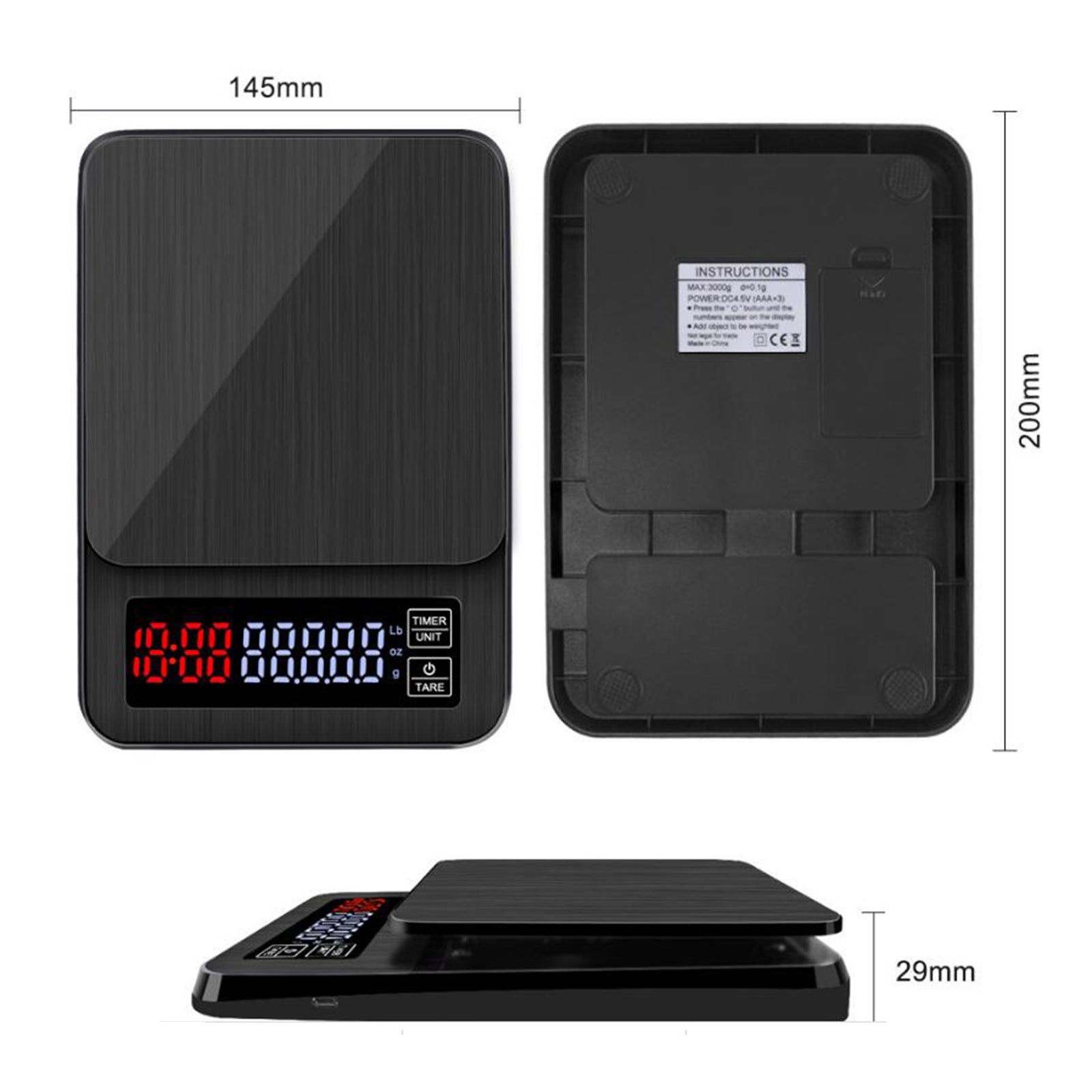 Small Pocket Scale OZ/LB/G Tare Function Timer Gram Scale LED Scale Max 5kg