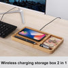 Load image into Gallery viewer, 2 in 1 Bamboo Wood Wireless Charger Charging Mat Desk Organizer Storage Tray