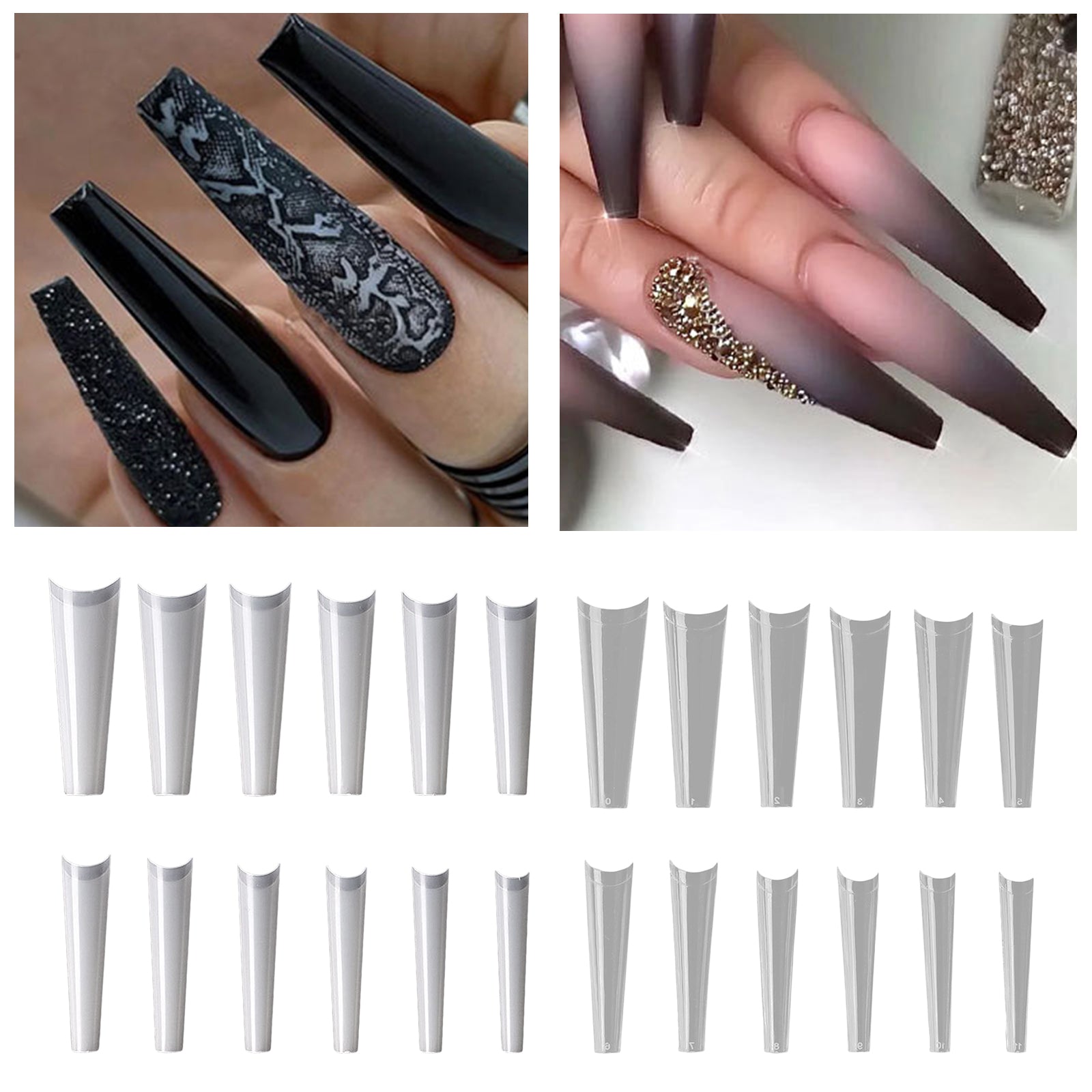 504Pcs 12 Sizes Coffin False Nail Tips Long French False Nail/Tips Natural